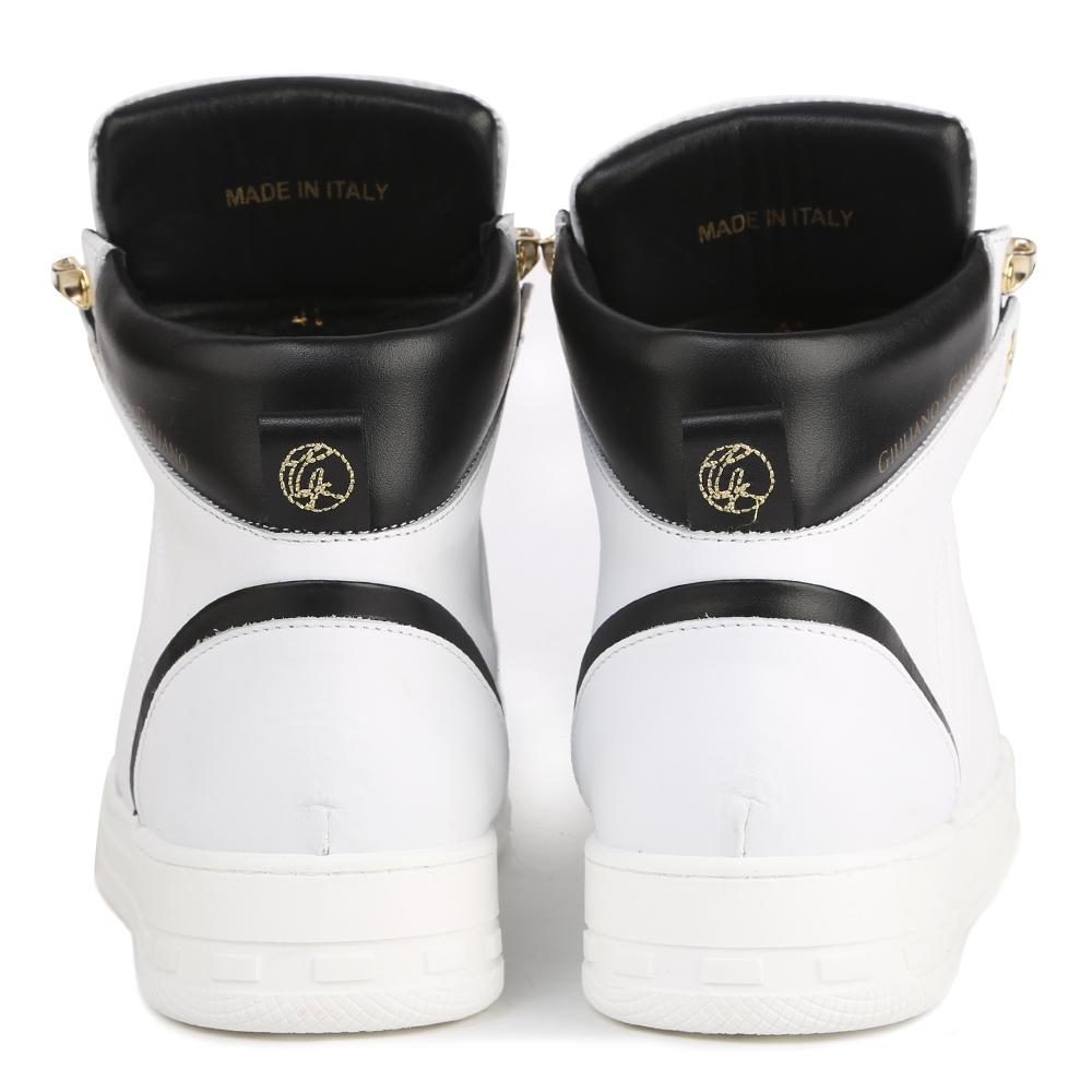 SNEAKERS 1990 BIANCHE E NERE IN PELLE <BR/> 1990 LEATHERWHITE/BLACK GIULIANO GALIANO