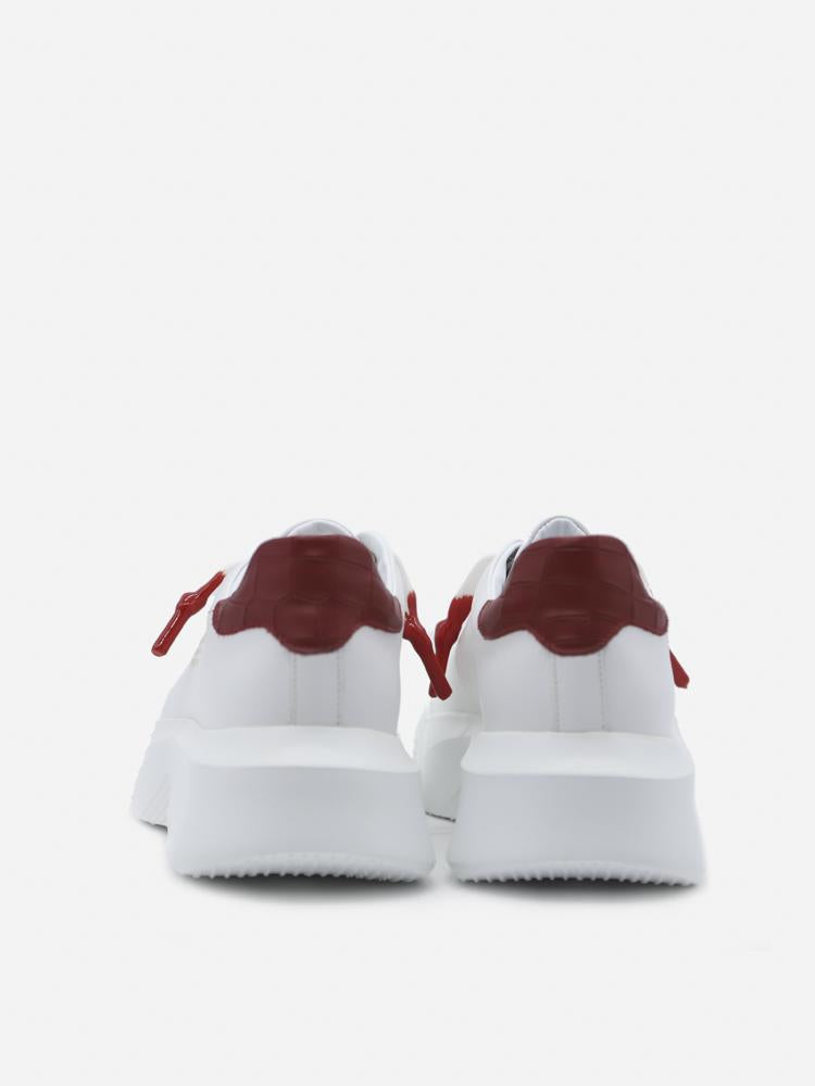 Sneakers nemesis in pelle con talloncino a contrasto<BR/> NEMESIS 2 NAPPA/CROCKWHITE/RED GIULIANO GALIANO