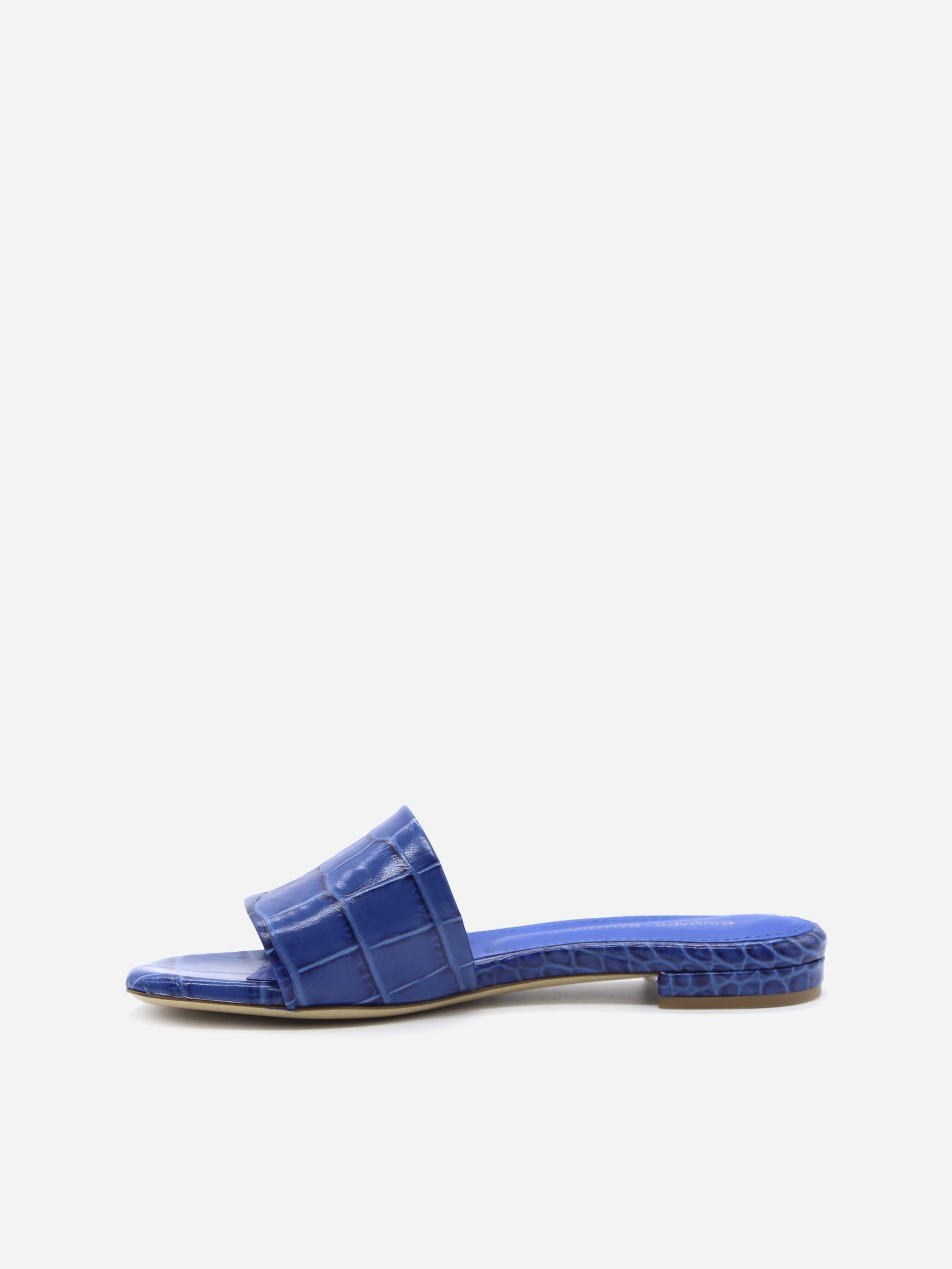 SANDALI SLIDES VICKY IN PELLE STAMPA COCCO<BR/> VICKY COCCOBLUETTE GIULIANO GALIANO