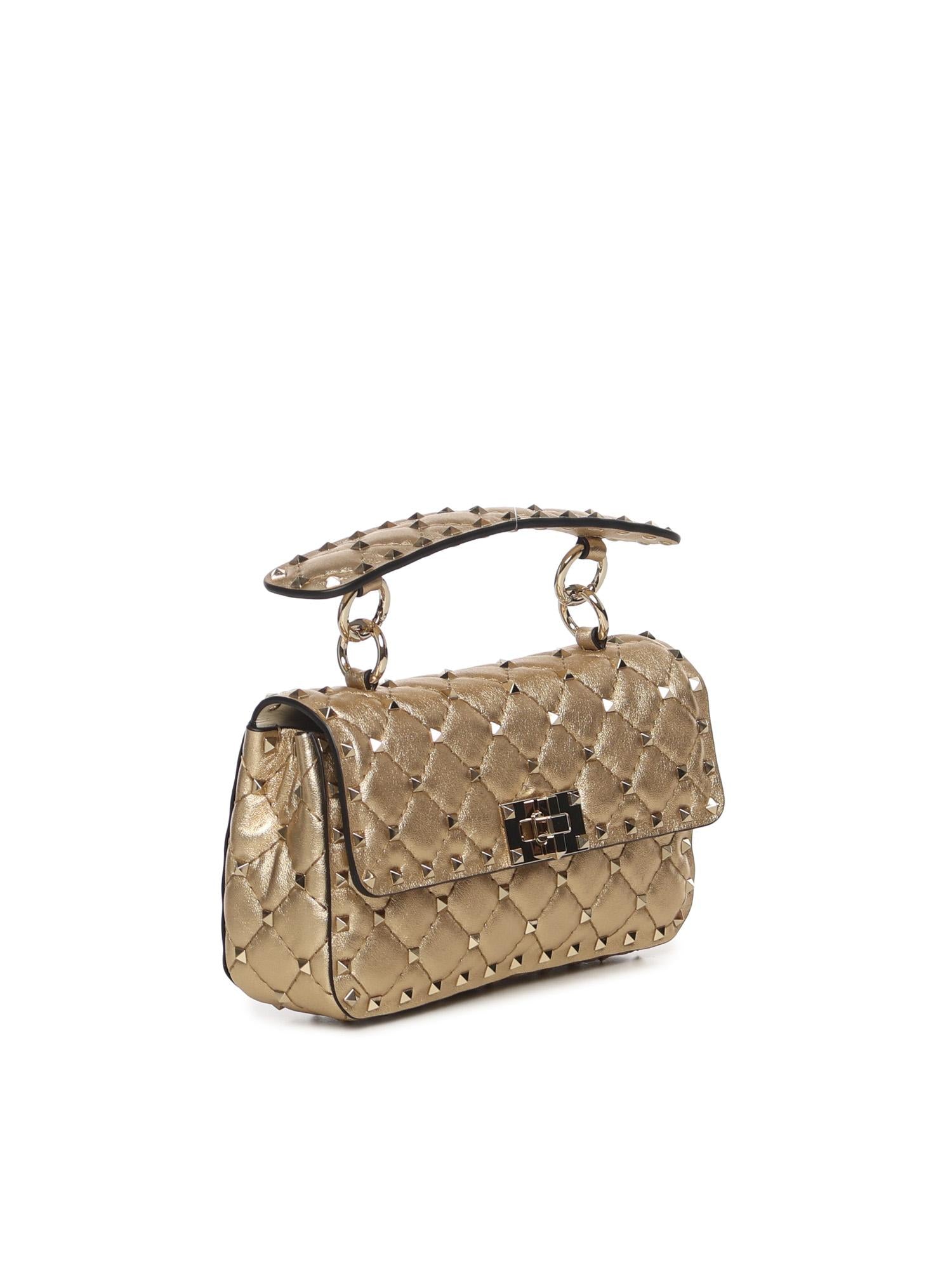 Borsa Rockstud Spike in nappa laminata 7W2B0123 IEWCES VALENTINO GARAVANI