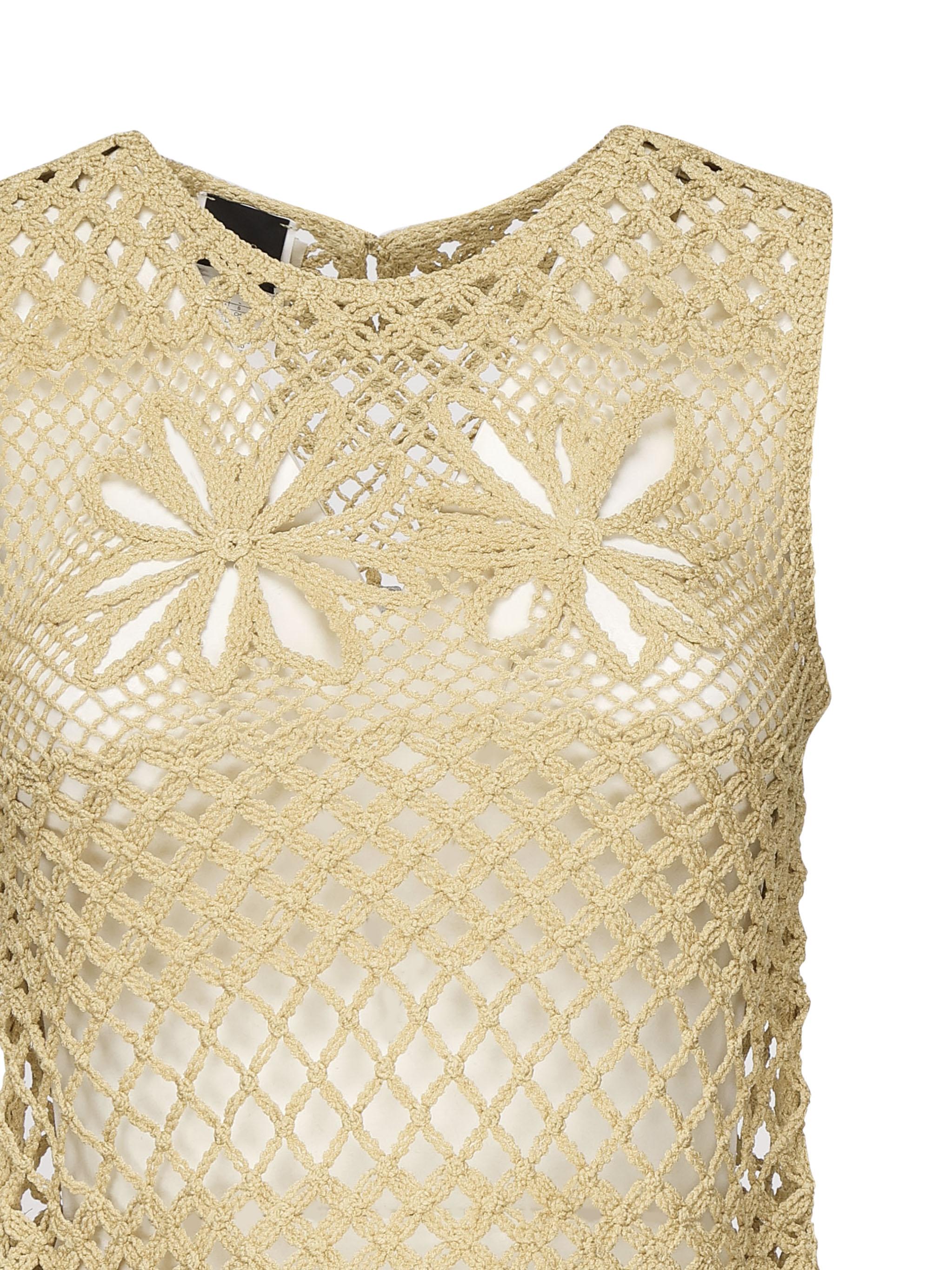 Top senza maniche crochet traforato 104733 A2FFC43 PINKO