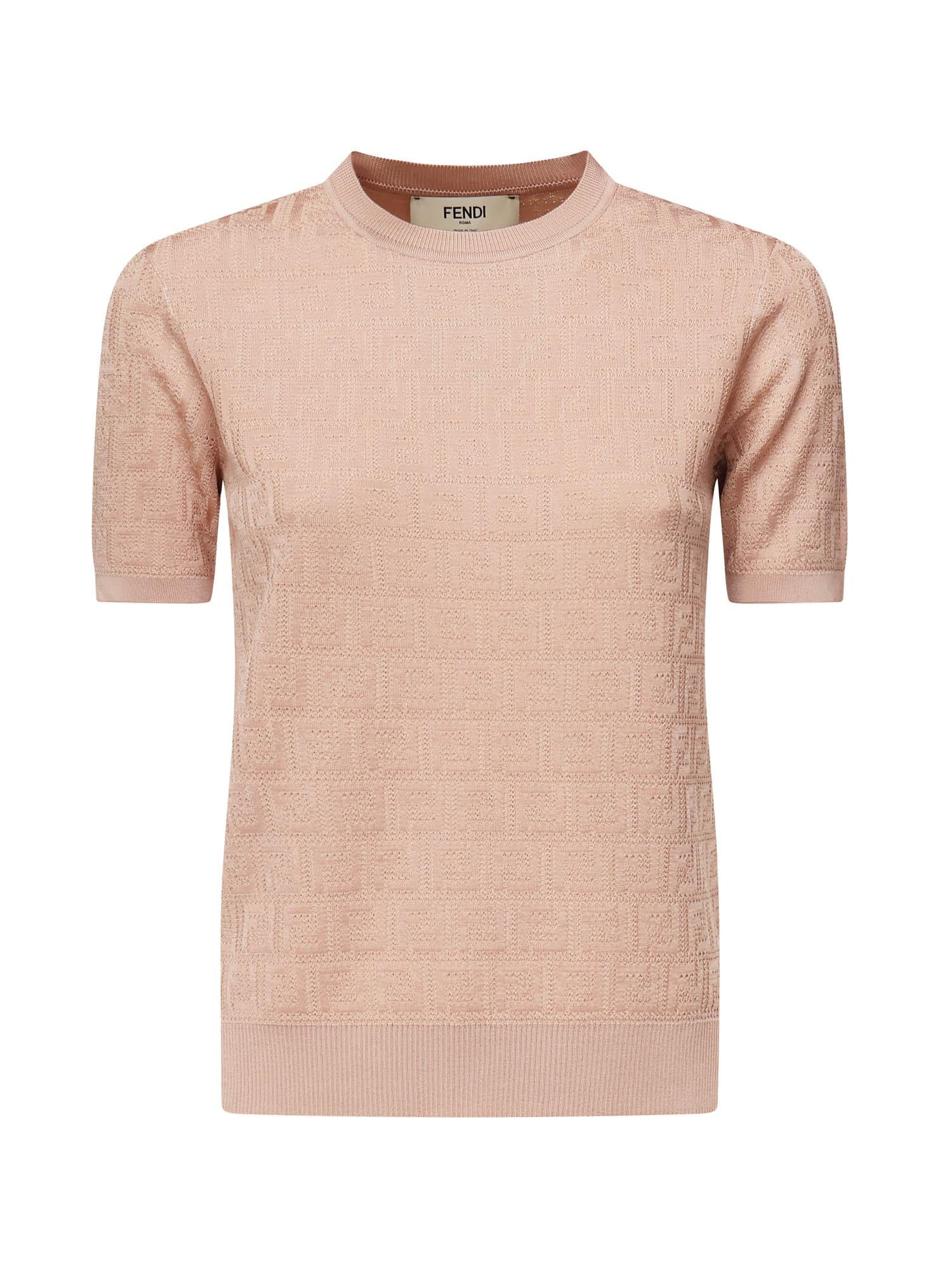 Maglia in cotone e viscosa FF jacquard FZXD57 AUZRF1SAU FENDI