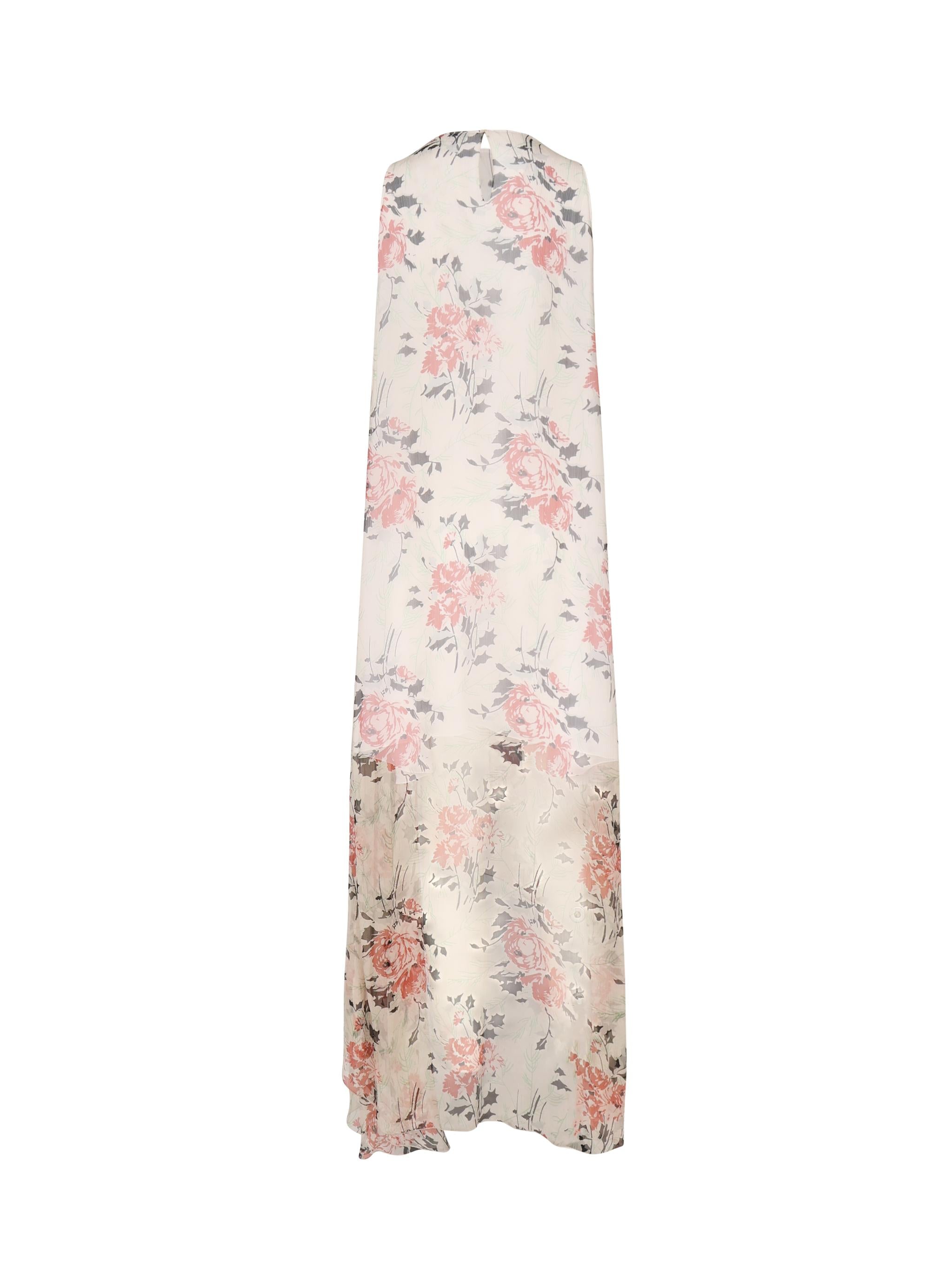 Abito lungo in seta con stampa floreale<BR/> S540Y09XRS 9990 LOEWE