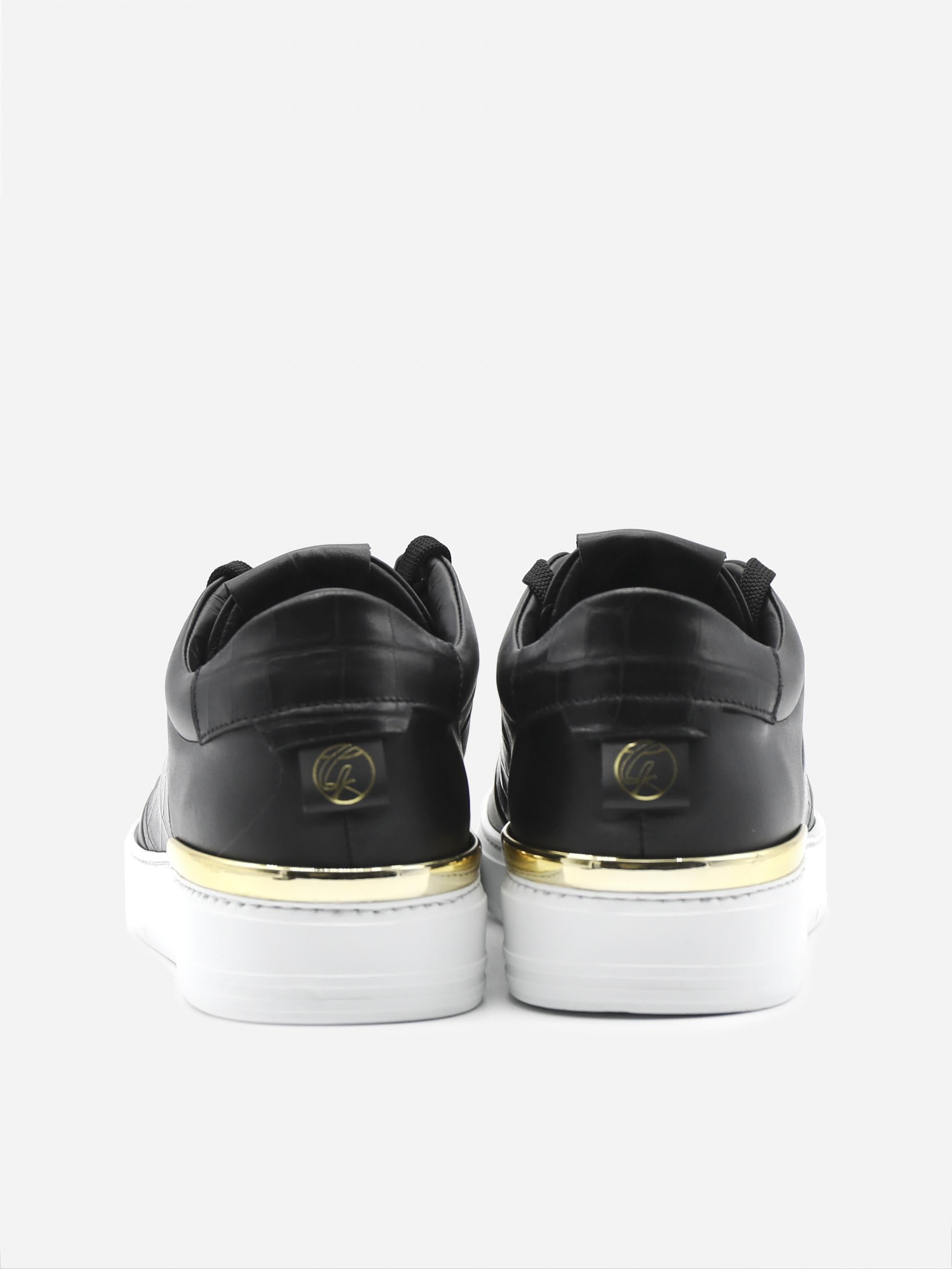 Sneakers King1 in pelle con inserto effetto coccodrillo pe 2021 KING1 -BLACK/GOLD GIULIANO GALIANO