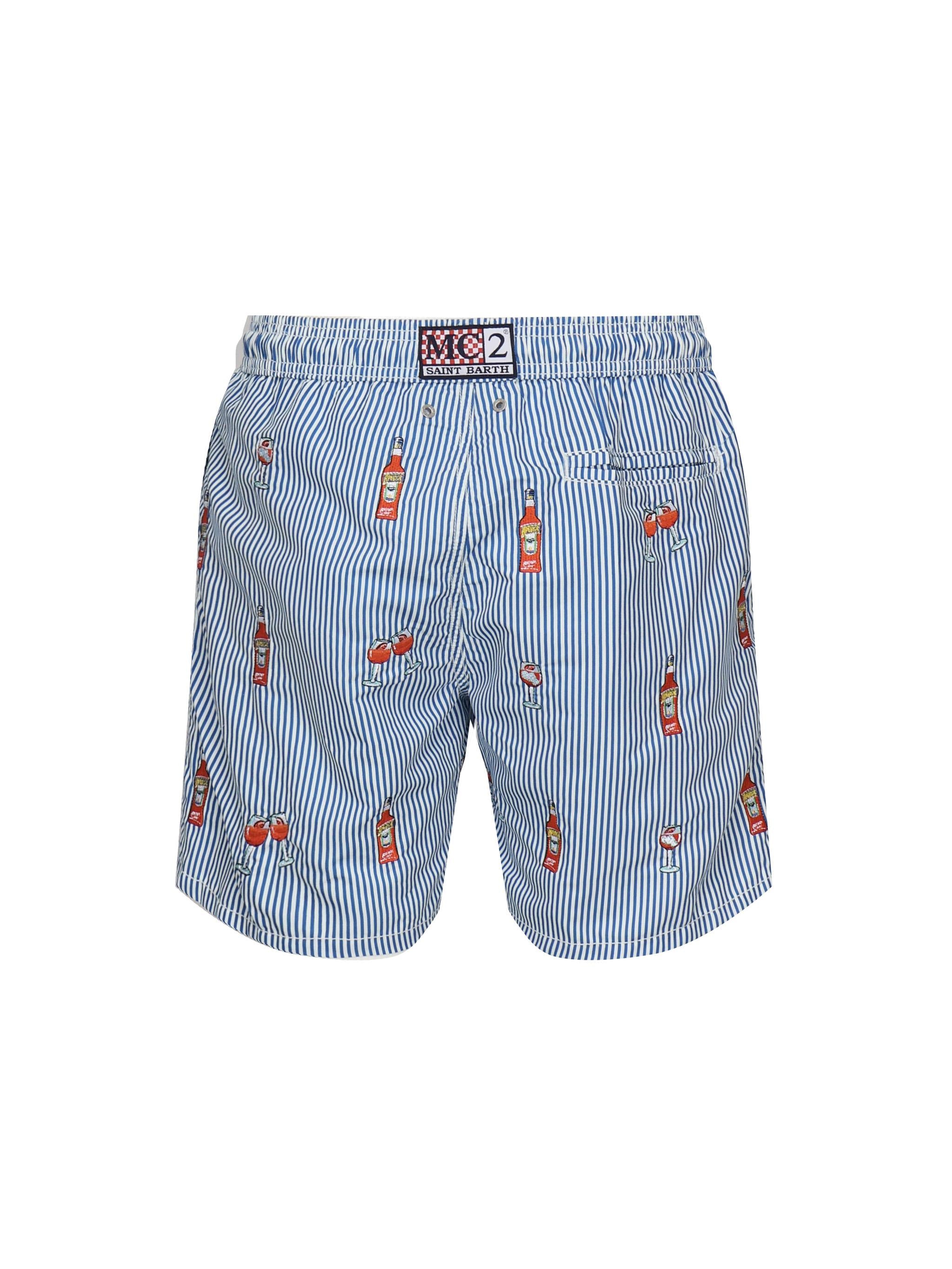 Costume da bagno a righe con stampa GUS0007 02762H MC2 SAINT BARTH