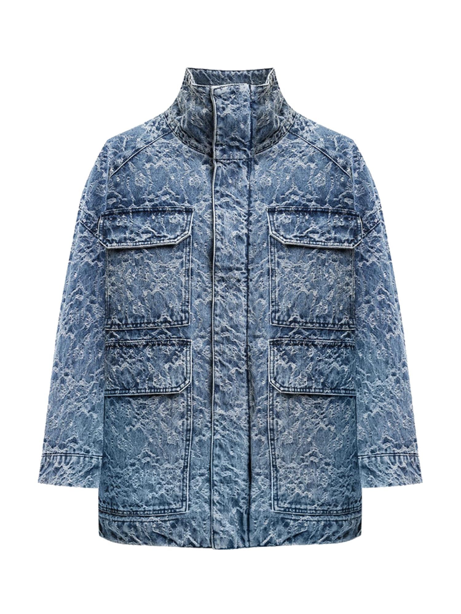 Parka in denim jacquard DJ732 DF0420DLP9800 DONDUP