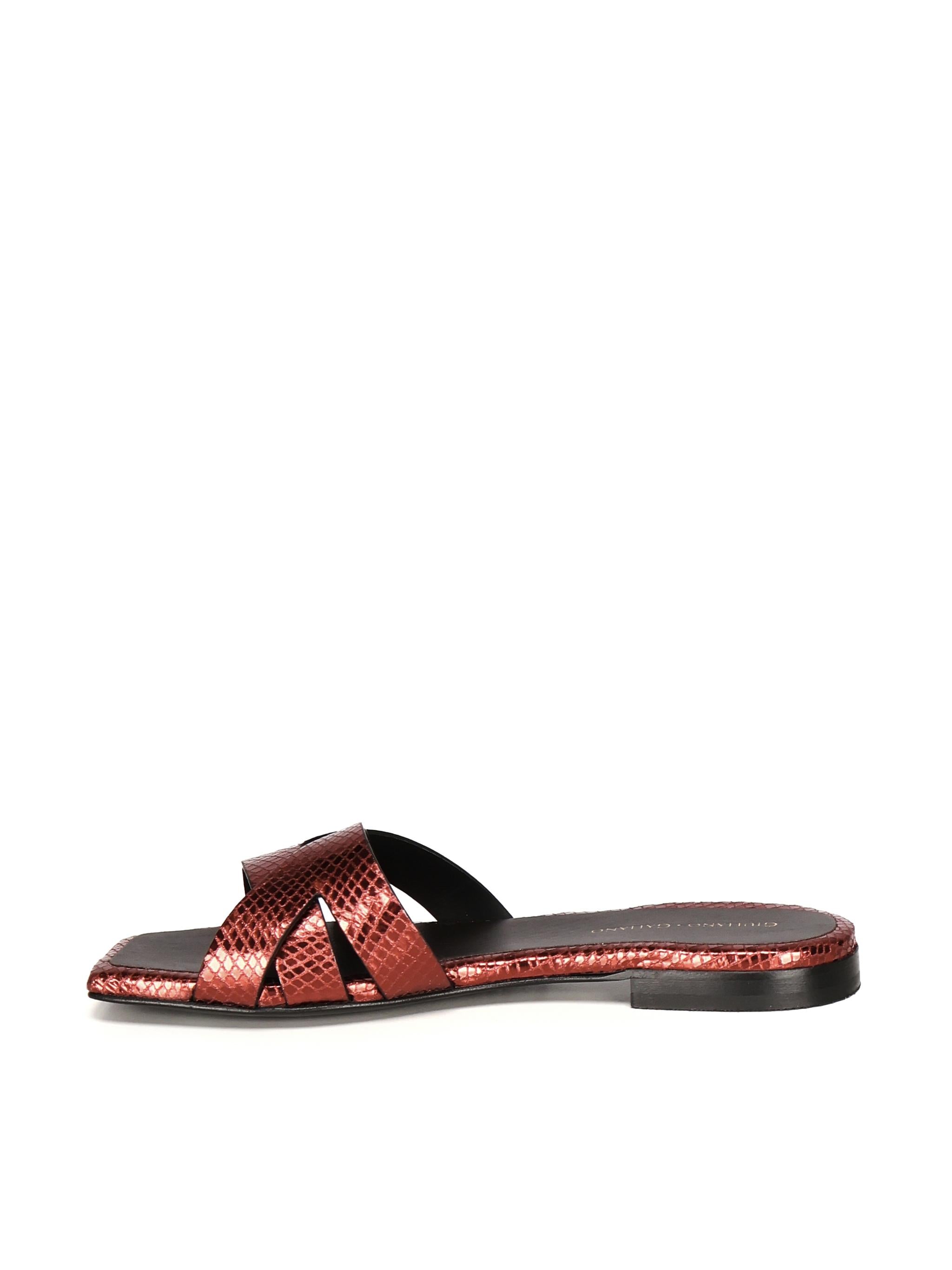 Sandali piatti Miryam<BR/> MIRYAM RETTILE BORDEAUX GIULIANO GALIANO