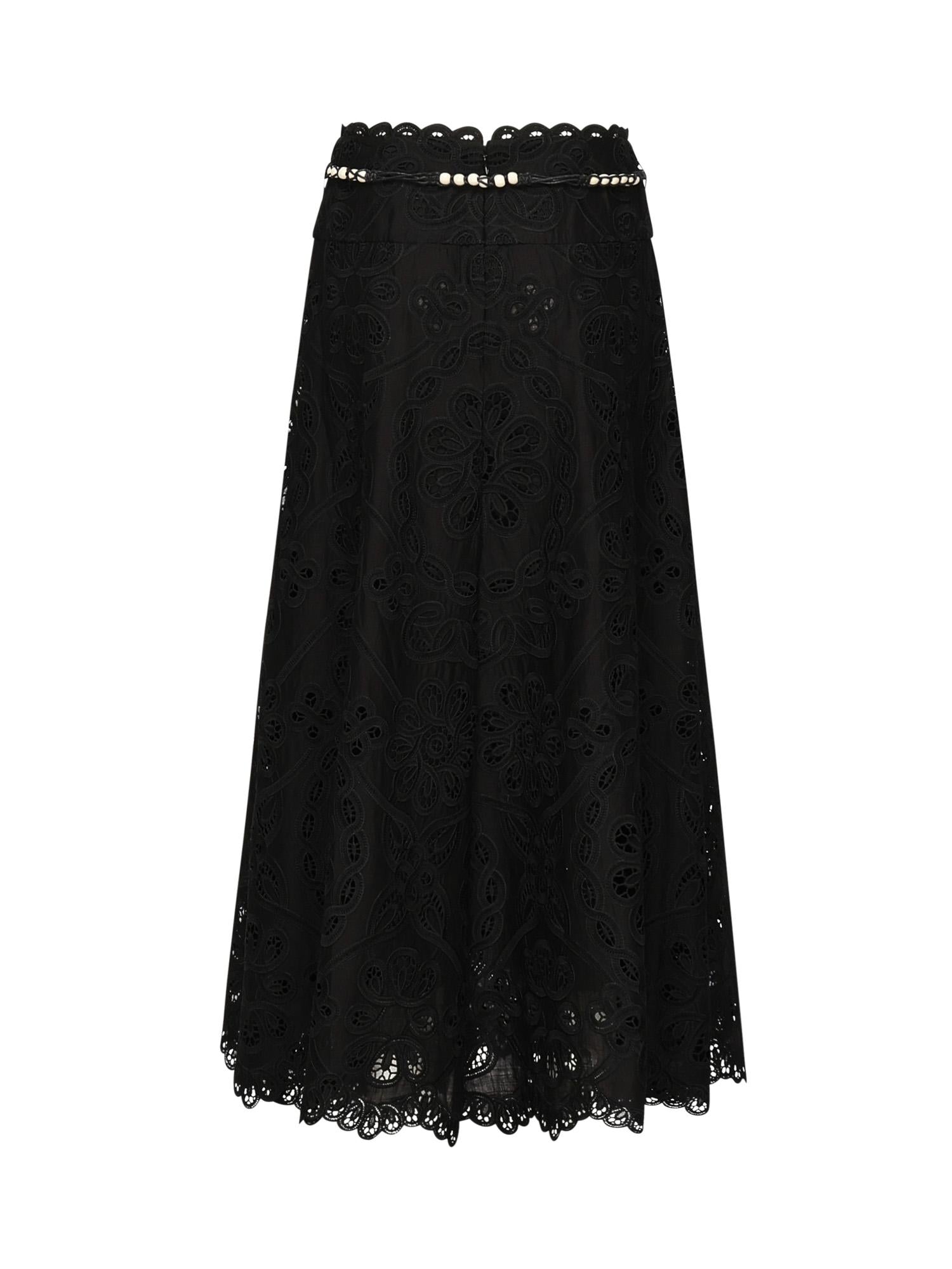 Gonna midi Rhiannon con ricamo 4248SSS251 BLK ZIMMERMANN
