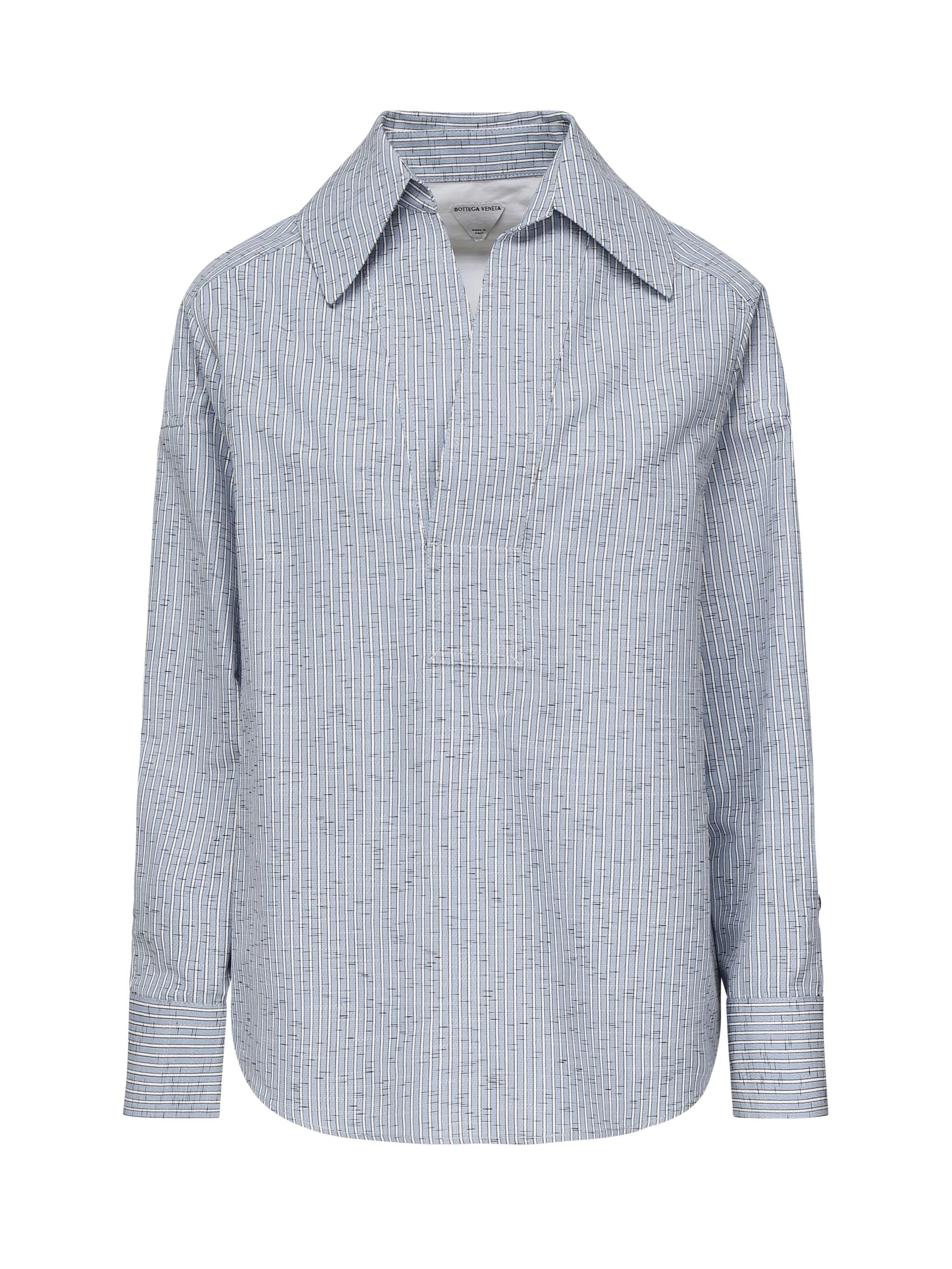 Camicia a righe in cotone e lino 819968 V5CW04028 BOTTEGA VENETA