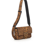 Borsa a spalla "Love One Slouchy" in suede leopardato 106244 A32AM35Q PINKO