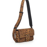 Borsa a spalla "Love One Slouchy" in suede leopardato 106244 A32AM35Q PINKO