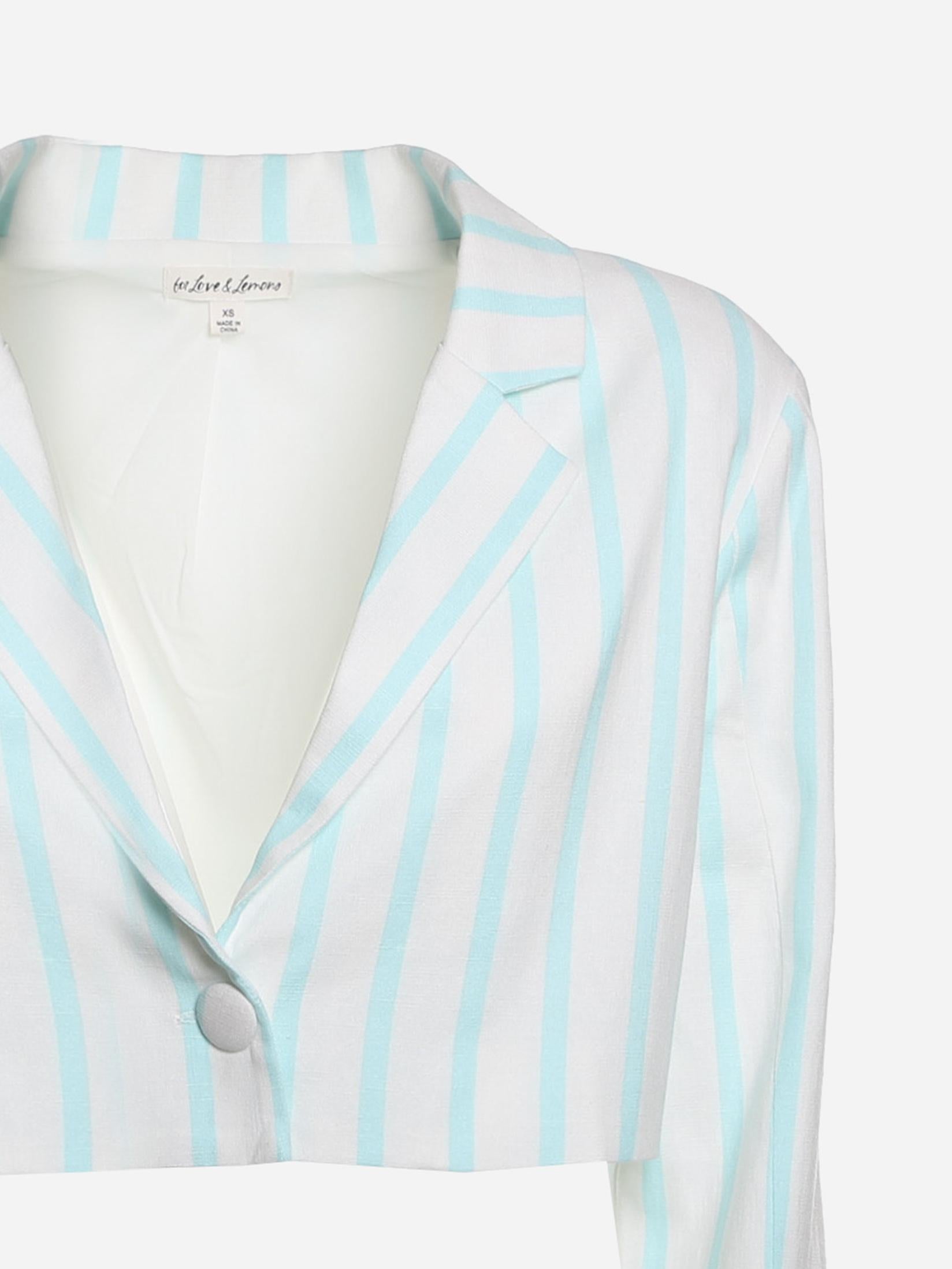 Blazer corto in lino elasticizzato con stampa a righe pe 2021 CJ034-SP21 -SPEARMINT FOR LOVE & LEMONS