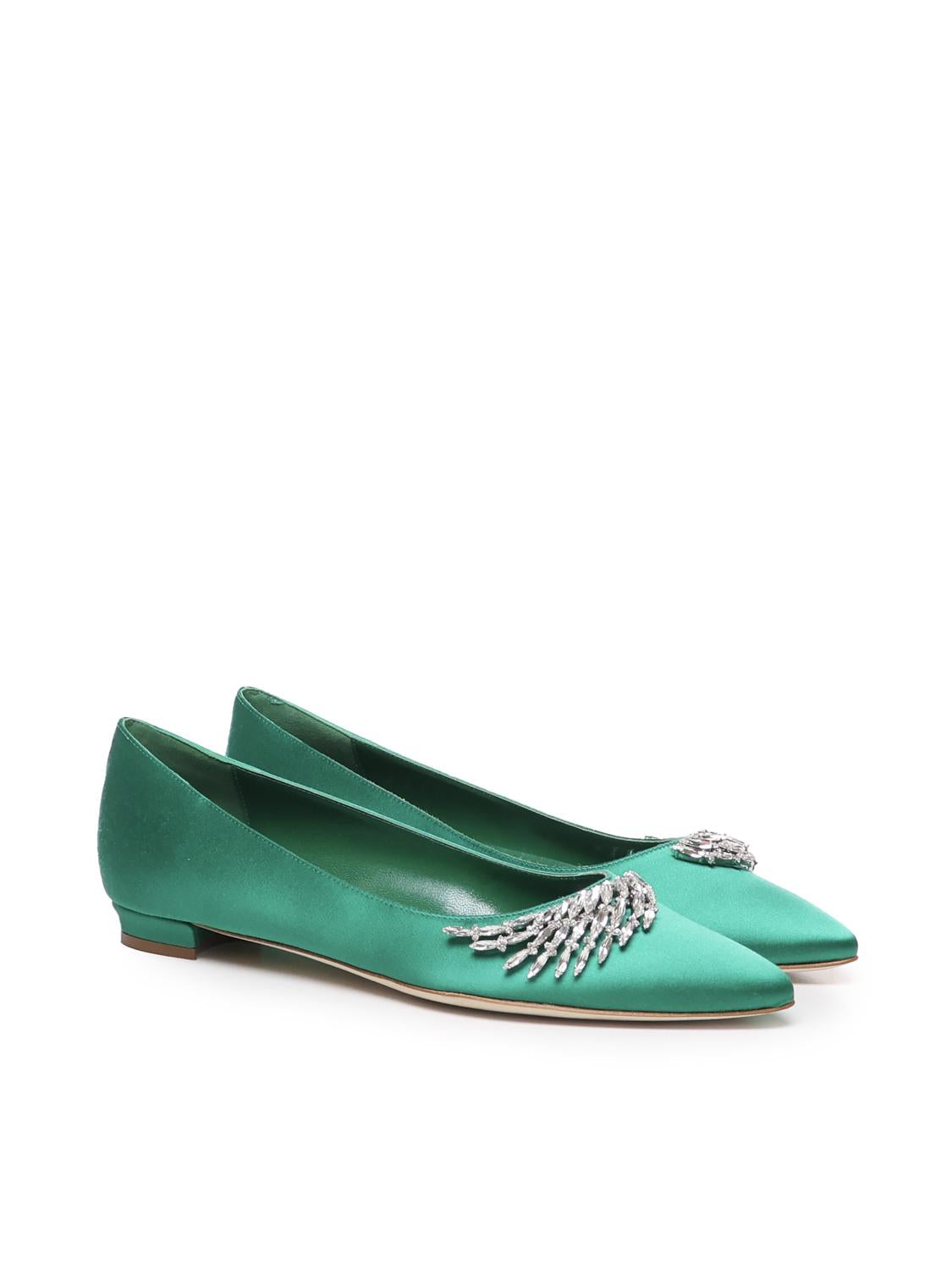 Ballerine Pluma in raso con fibbia gioiello 124-2671-0005 -3206 MANOLO BLAHNIK