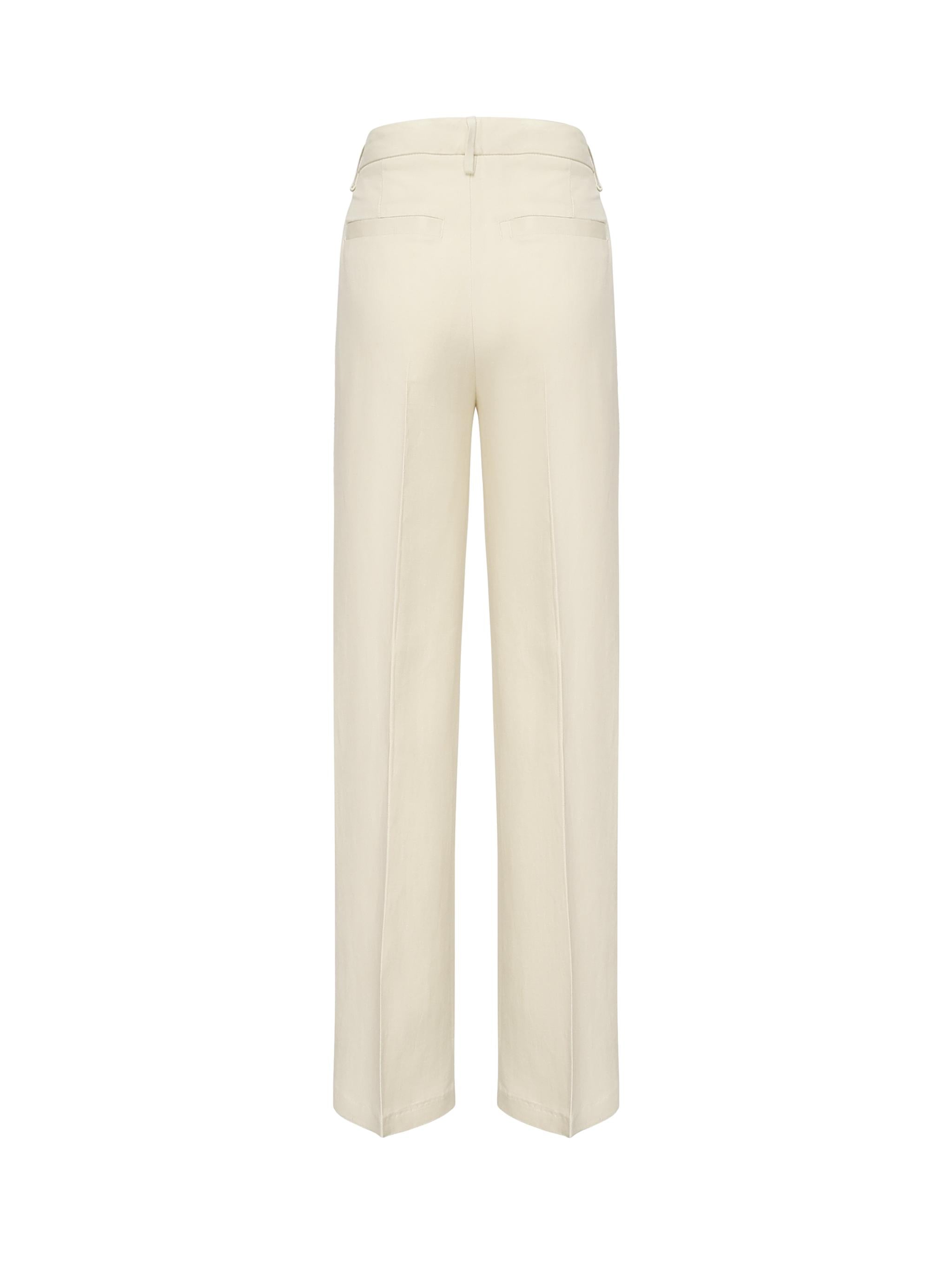 Pantaloni Reina in twill di viscosa e lino<BR/> DP789 IF0041DXXX004 DONDUP