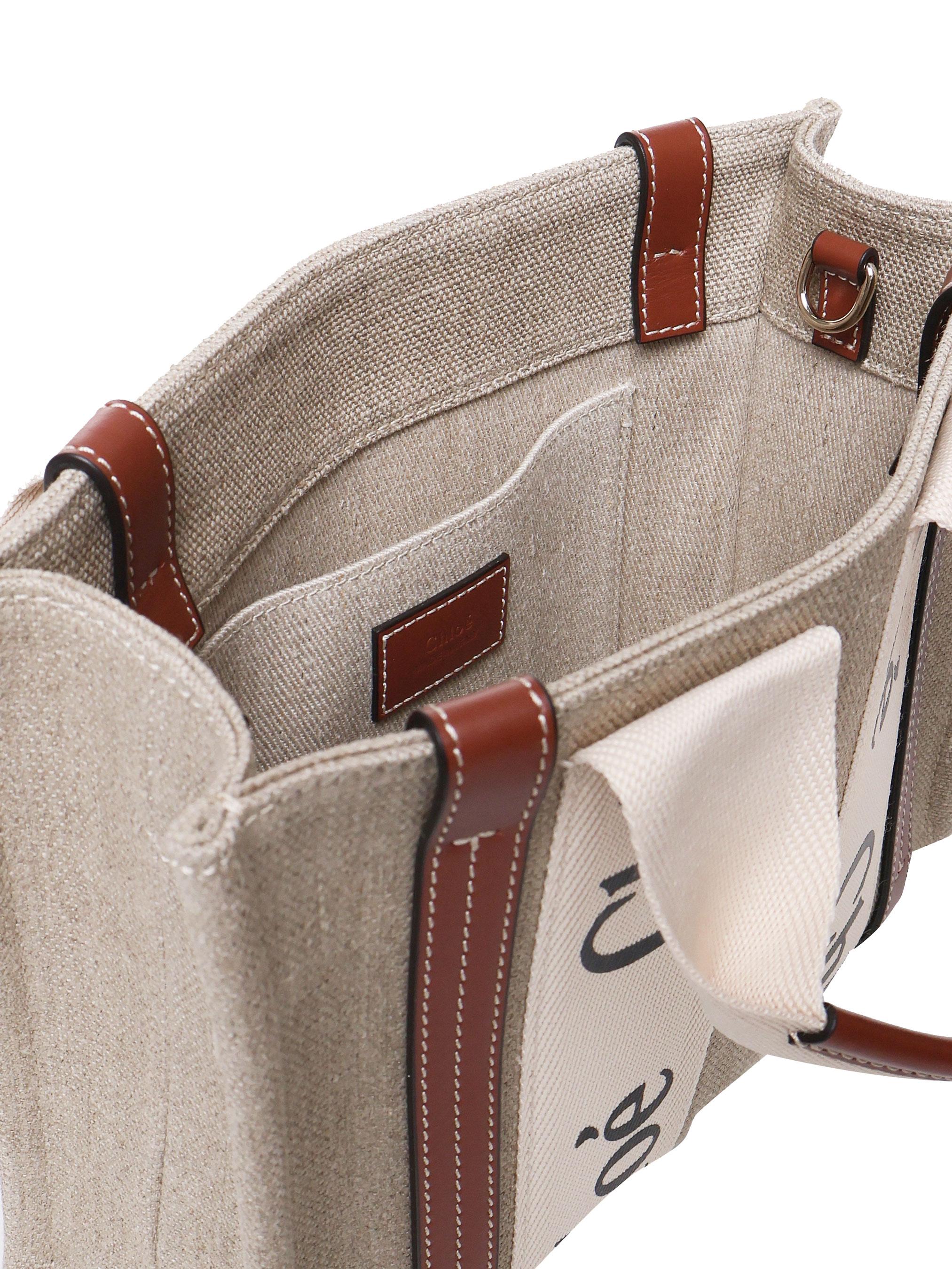 Woody bag piccola in tela di lino CHC22AS397I26 90U CHLOÉ