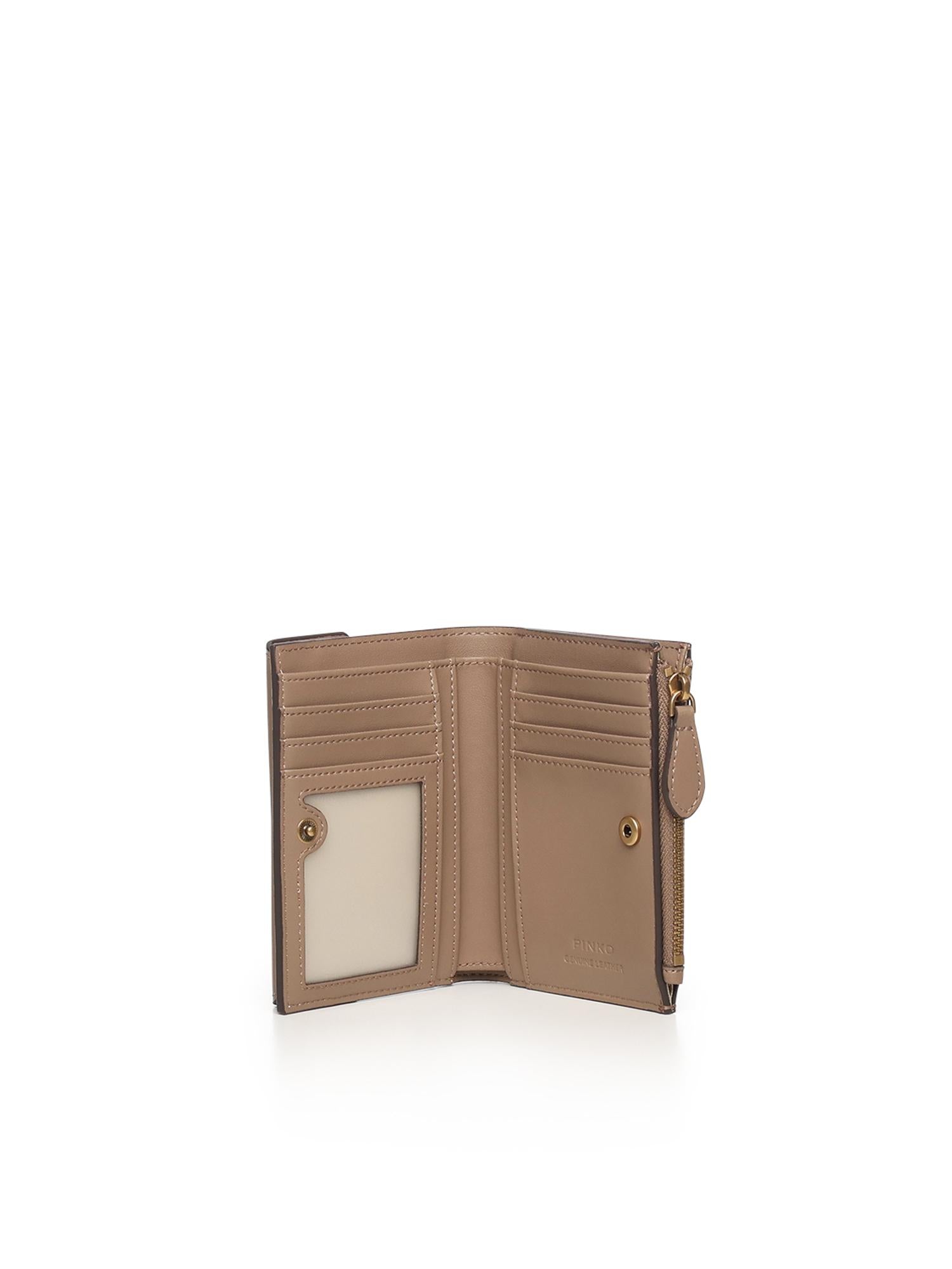 Portafoglio compatto in pelle con logo 103612 A0F1D01Q PINKO