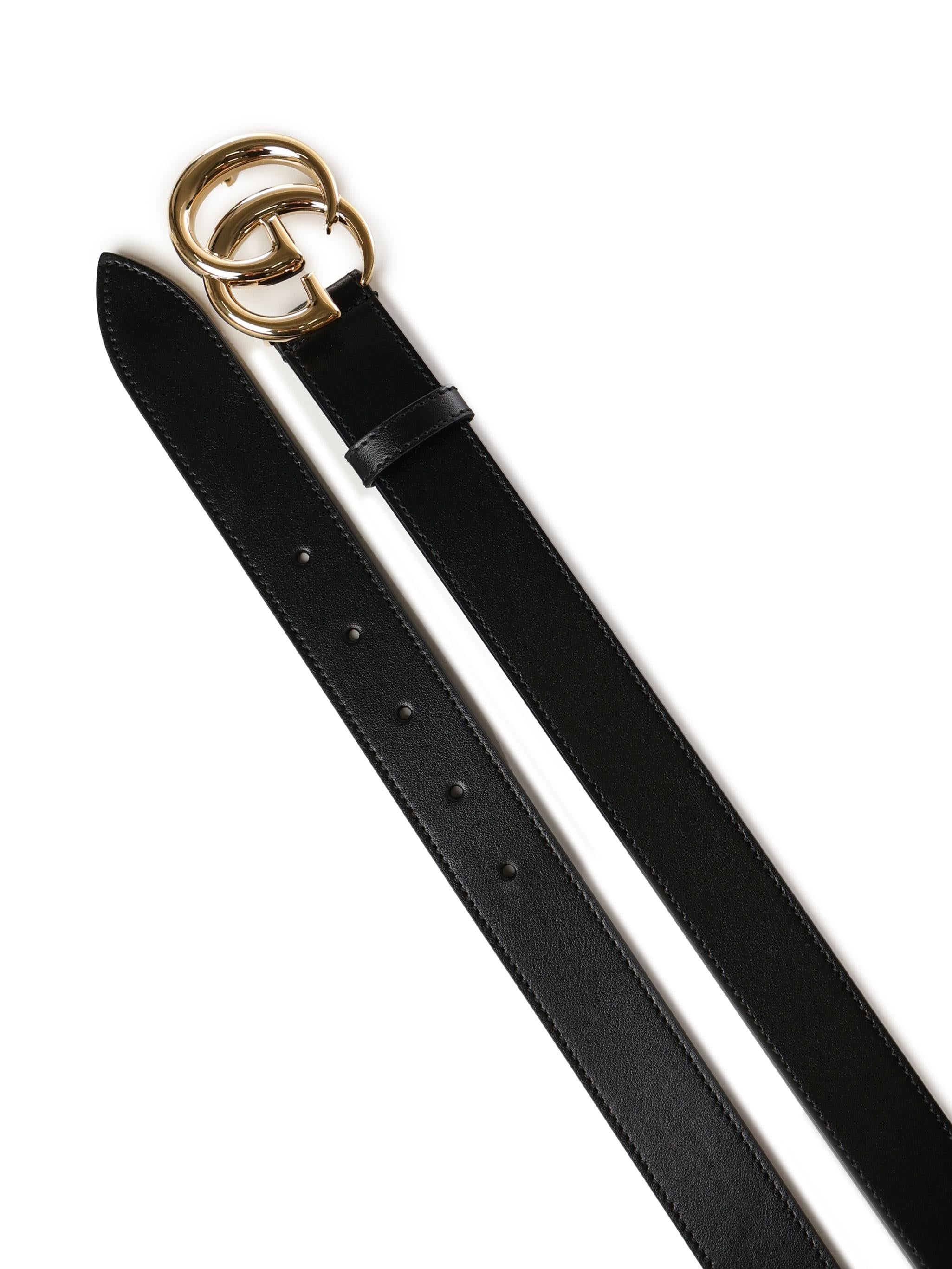 Cintura in pelle GG Marmont con fibbia lucida 414516 0YA0G1000 GUCCI