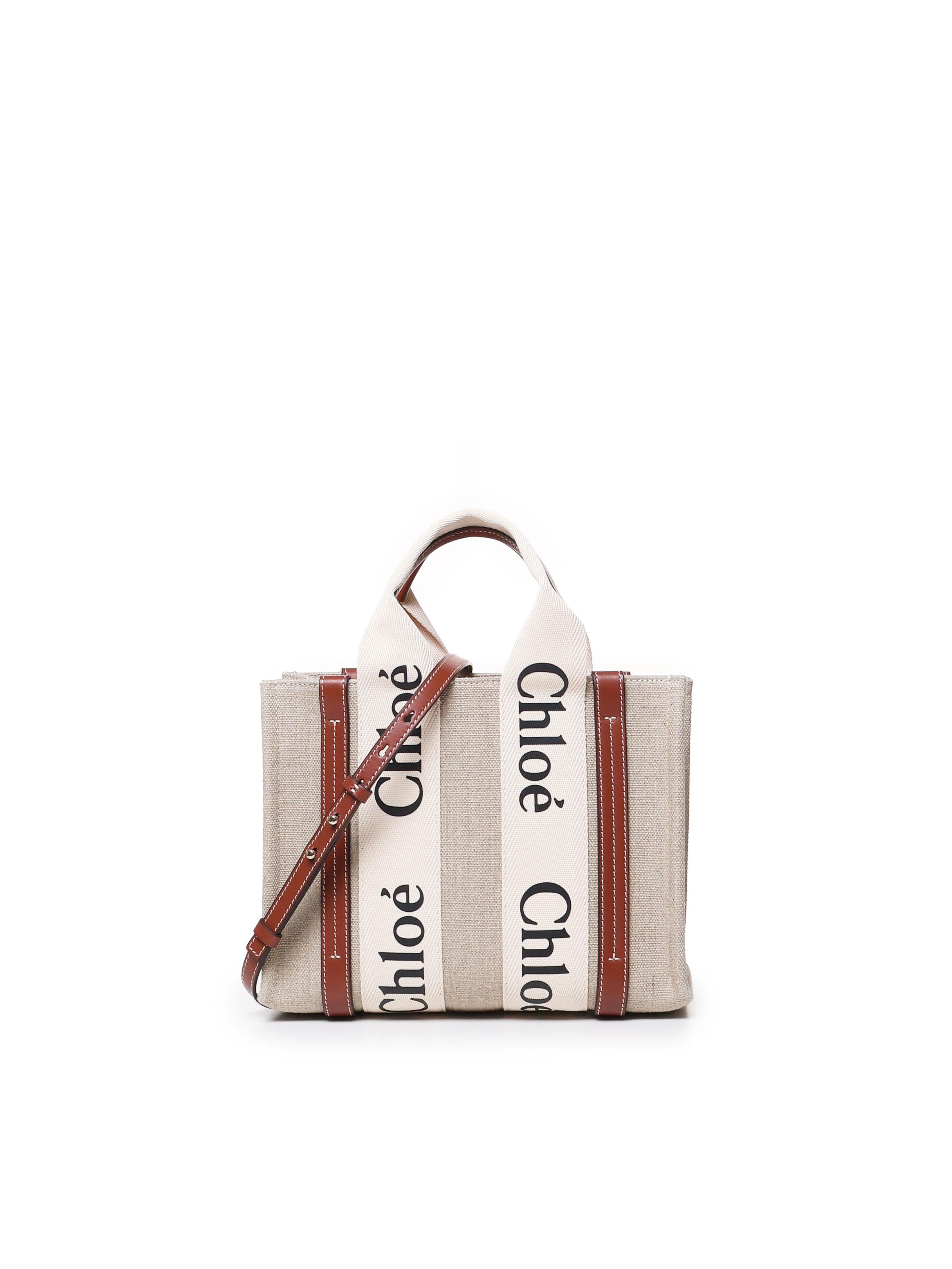 Woody bag piccola in tela di lino CHC22AS397I26 90U CHLOÉ