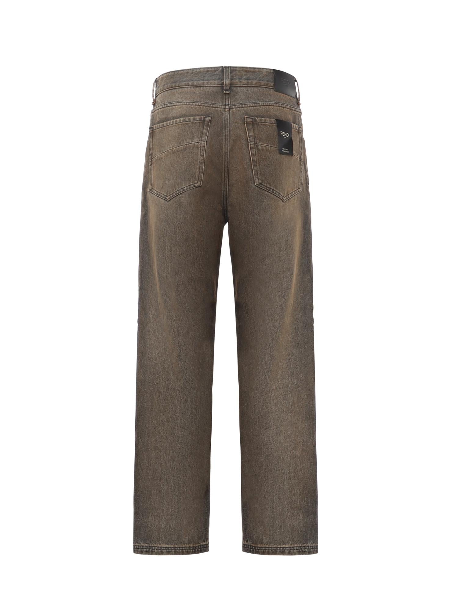 Jeans lunghi in denim di cotone FLP285 AT2IF0ZJ4 FENDI
