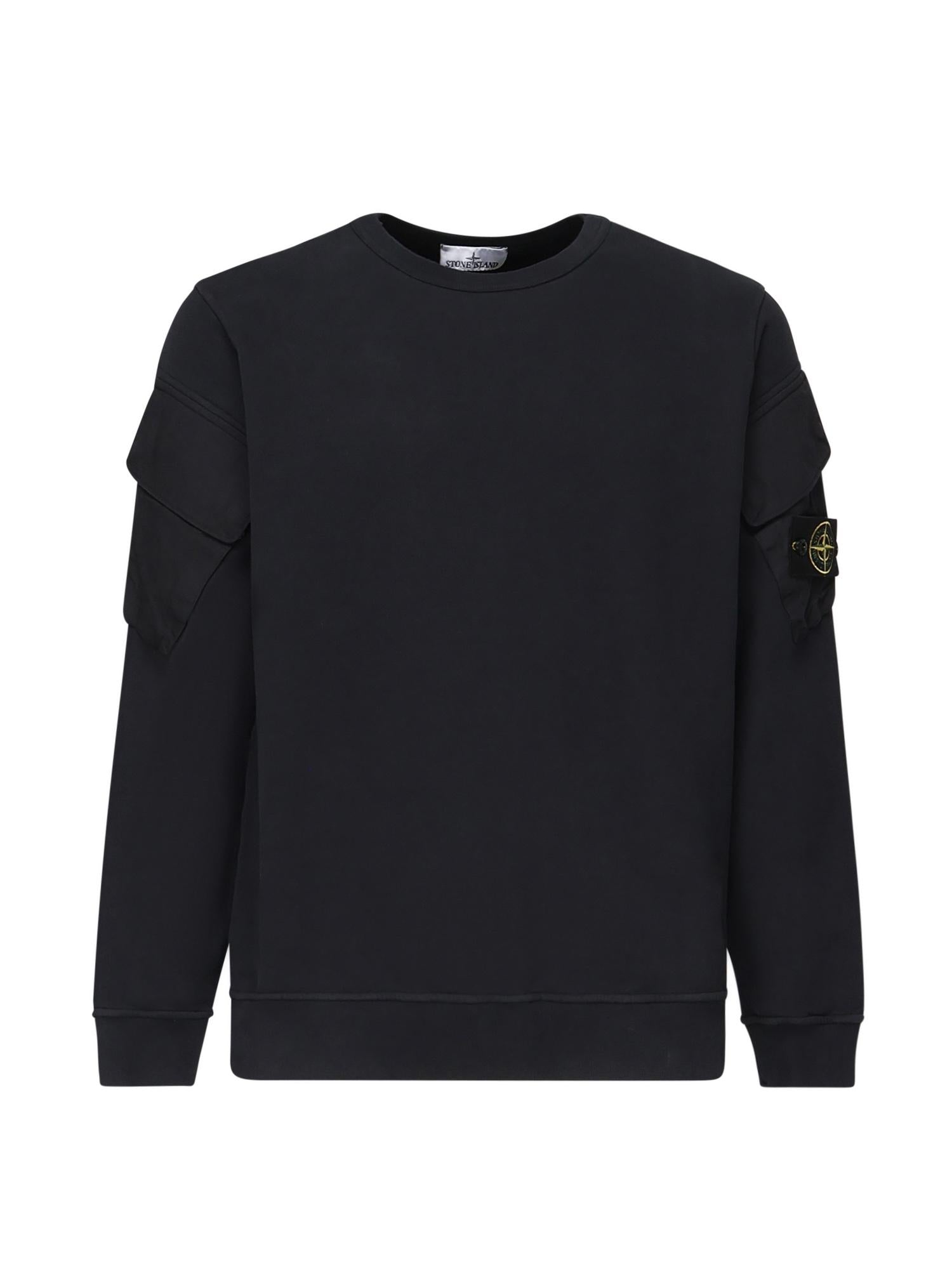 Felpa girocollo con tasche sulle maniche<BR/> K2S156100008 S0A20V0020 STONE ISLAND