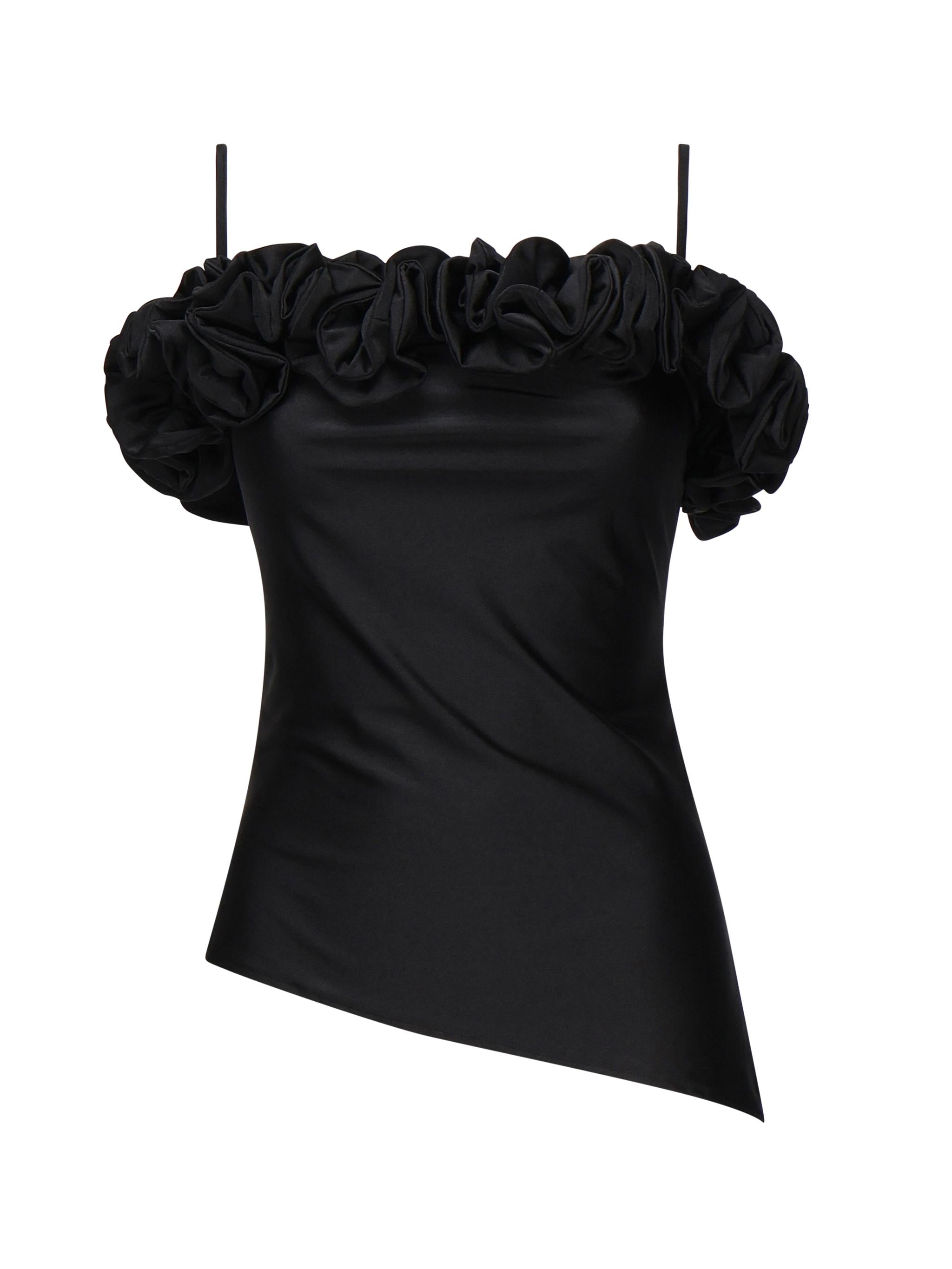 TOP IN JERSEY STRETCH CON ROUCHES COPT79F5001 BLK COPERNI