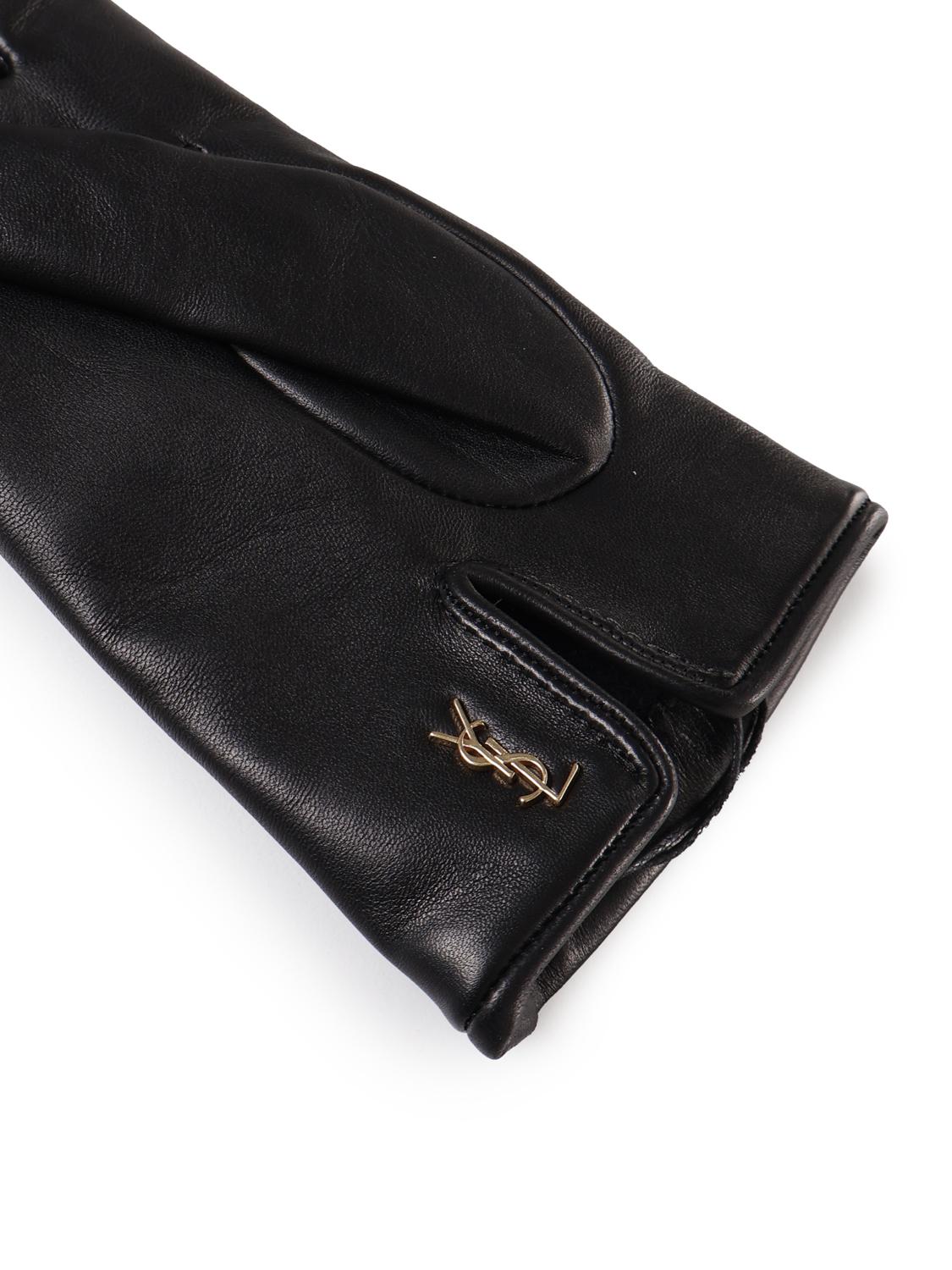 Guanti corti Cassandre in pelle di agnello e cashmere 7603413 YO6801080 SAINT LAURENT