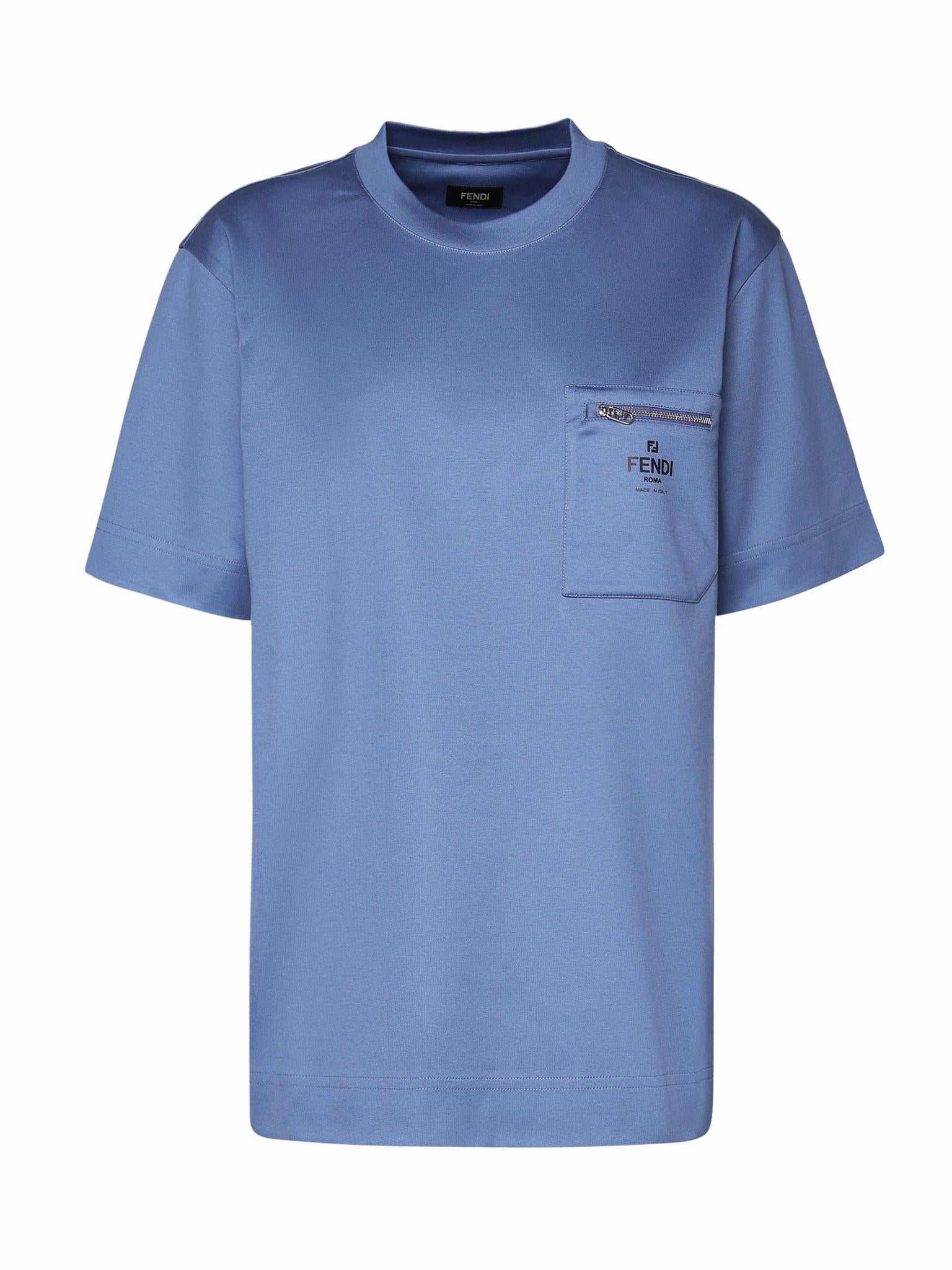 T-shirt in cotone con taschino con zip FY0936 ARYRF0GCT FENDI
