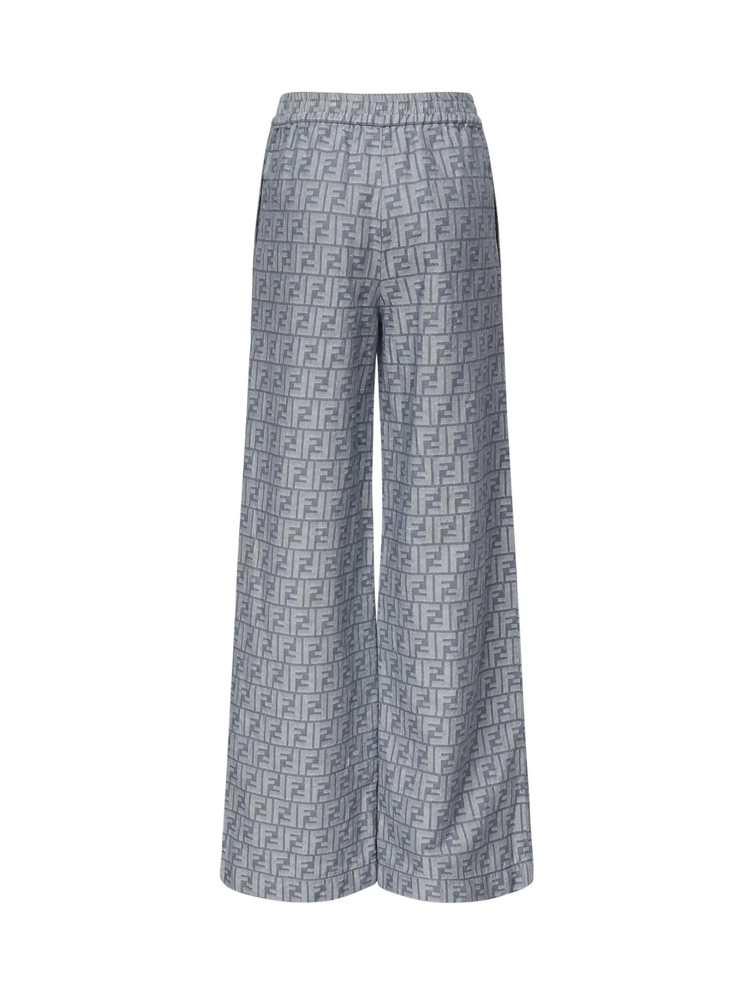Pantaloni in chambray FF jacquard<BR/> FLP869 ASMFF1SAT FENDI