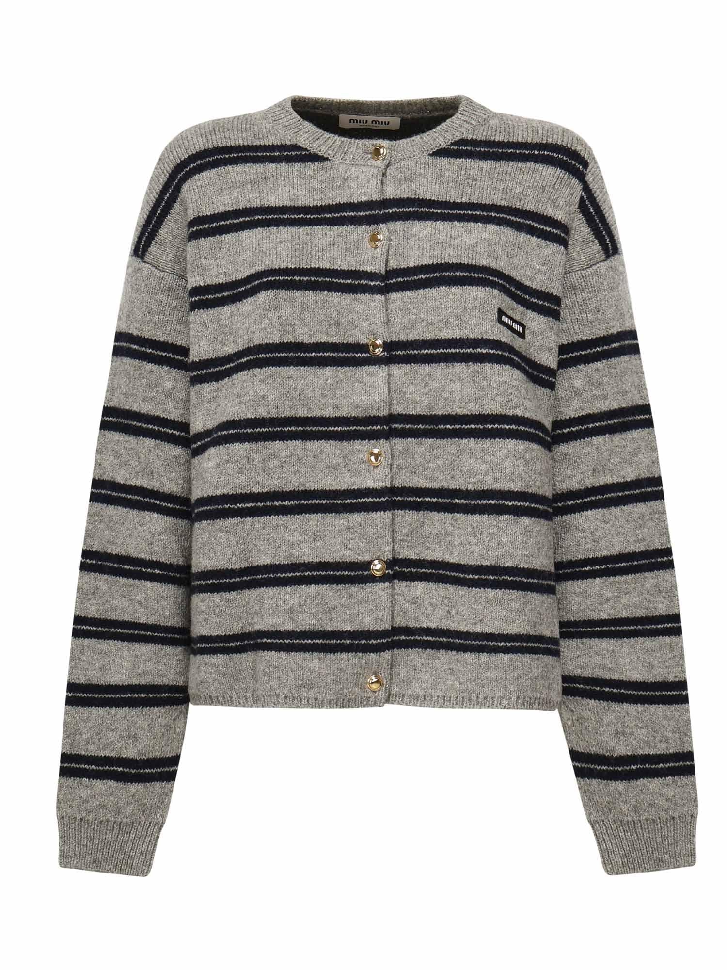Cardigan in maglia shetland MMF899 15NQF0MZQ MIU MIU