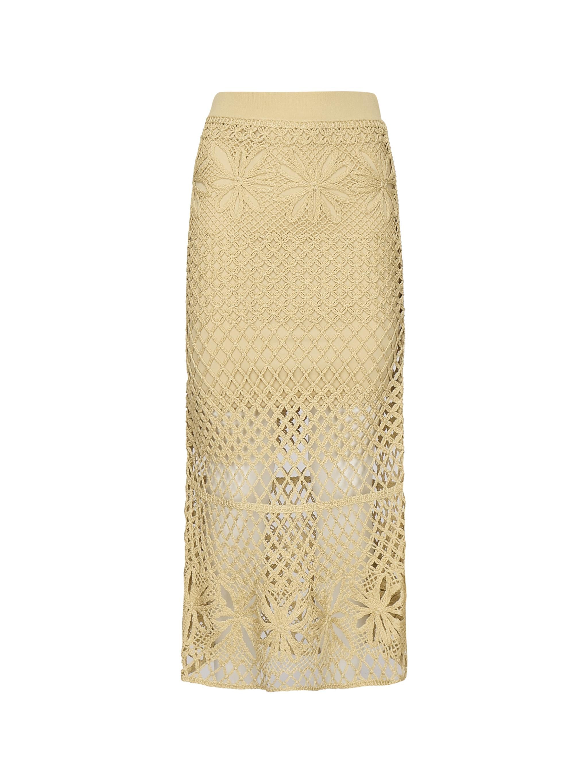Gonna lunga effetto crochet fantasia 104732 A2FFC43 PINKO