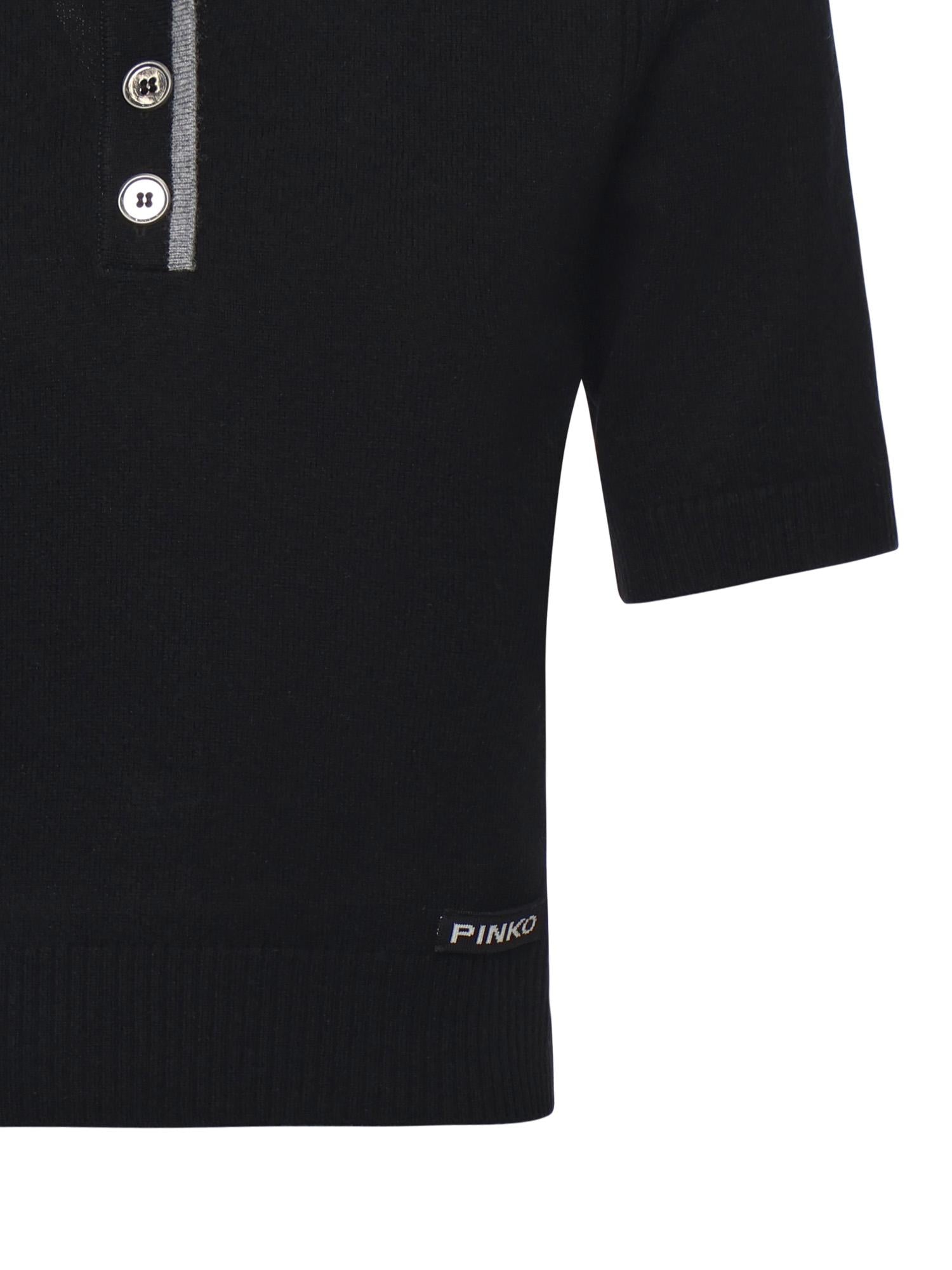 Maglia stile polo con logo 105450 A2Q9Z99 PINKO