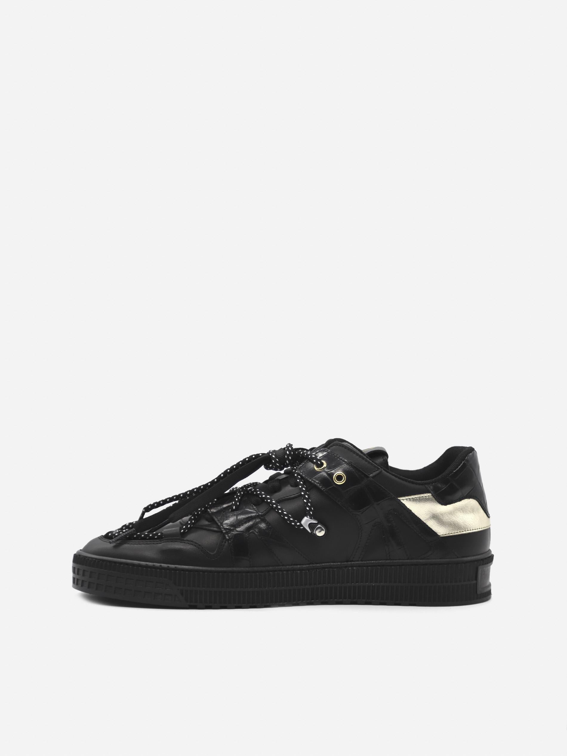 Sneakers Jeson realizzate in pelle JESON 1 -BLACK/BLACK/GOLD GIULIANO GALIANO