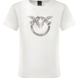 T-shirt logo Love Birds decorato 100535 A2RNZ05 PINKO