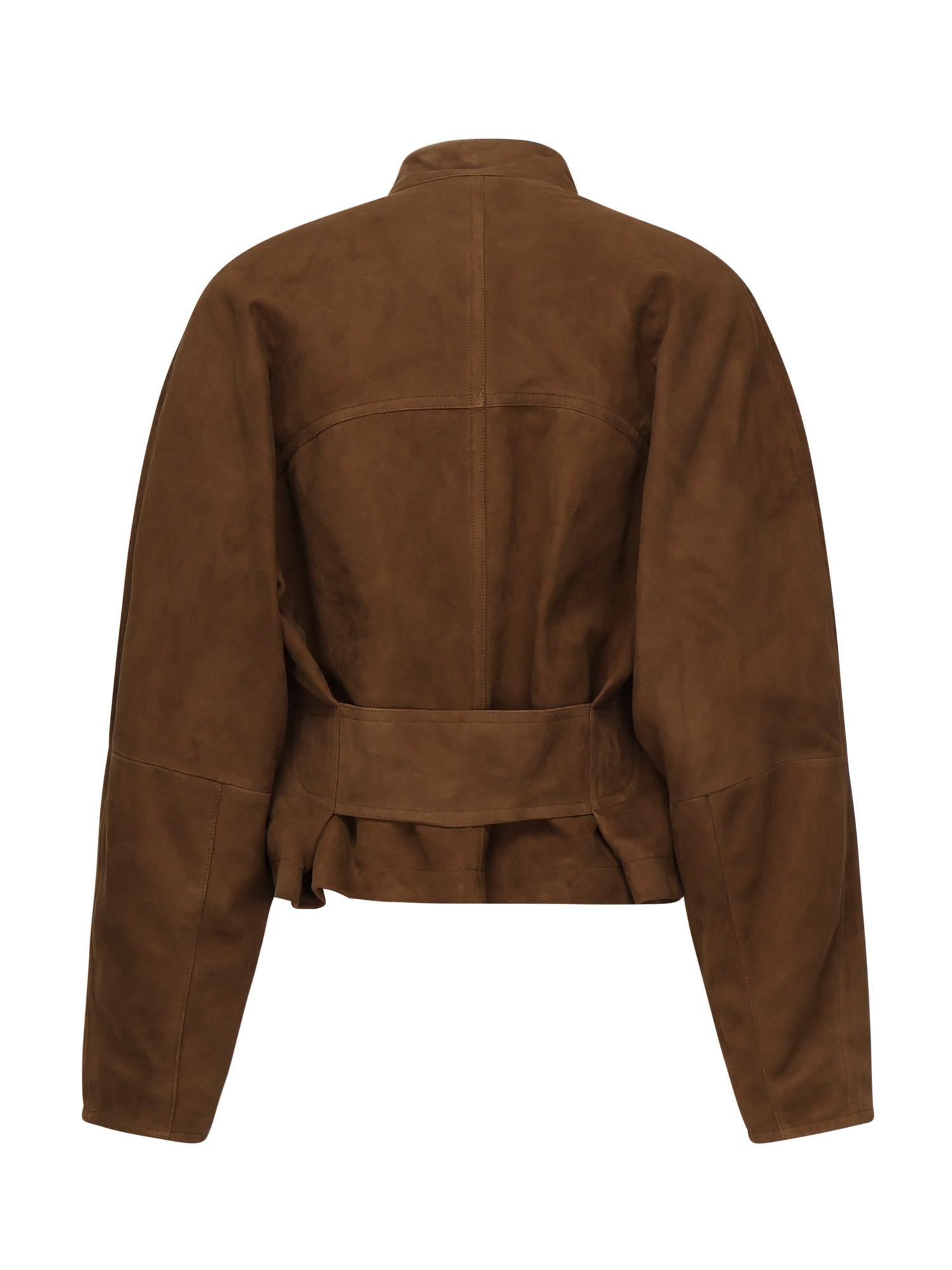 Giacca arrotondata in pelle scamosciata AA9V0382L017B 701 ALAIA