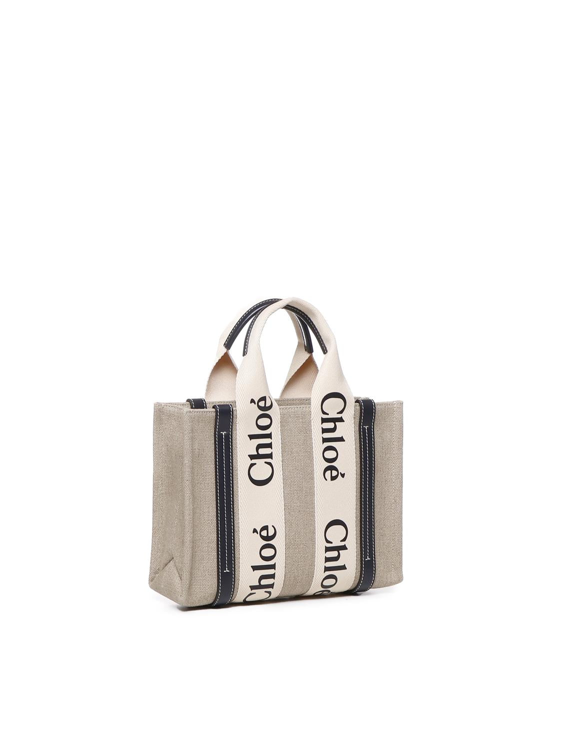 Tote bag piccola woody in lino CHC22AS397I26 91J CHLOÉ
