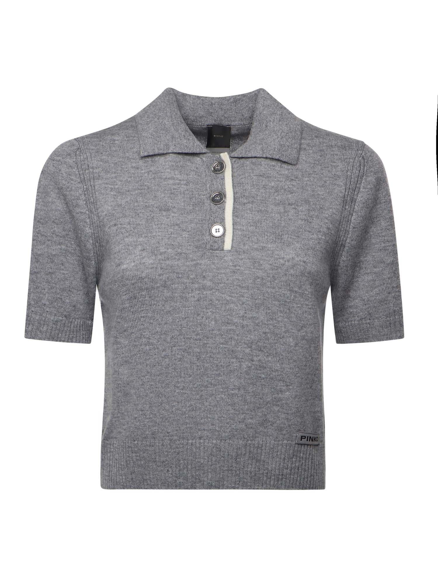 Maglia stile polo con logo 105450 A2Q9II2 PINKO