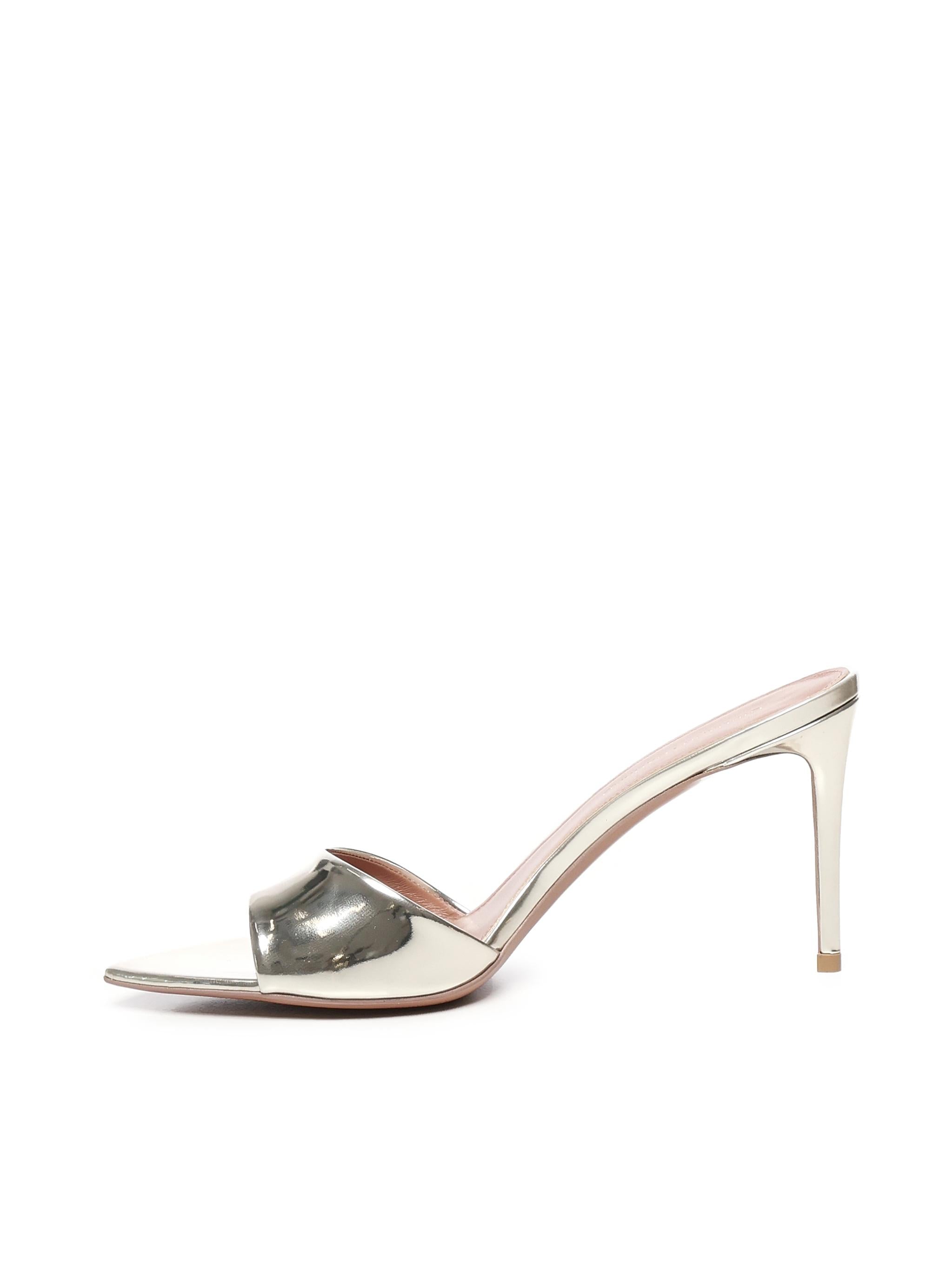 Mule Alixia in pelle specchio<BR/> ALIXIA80 SPECCHIOPLATINO GIULIANO GALIANO