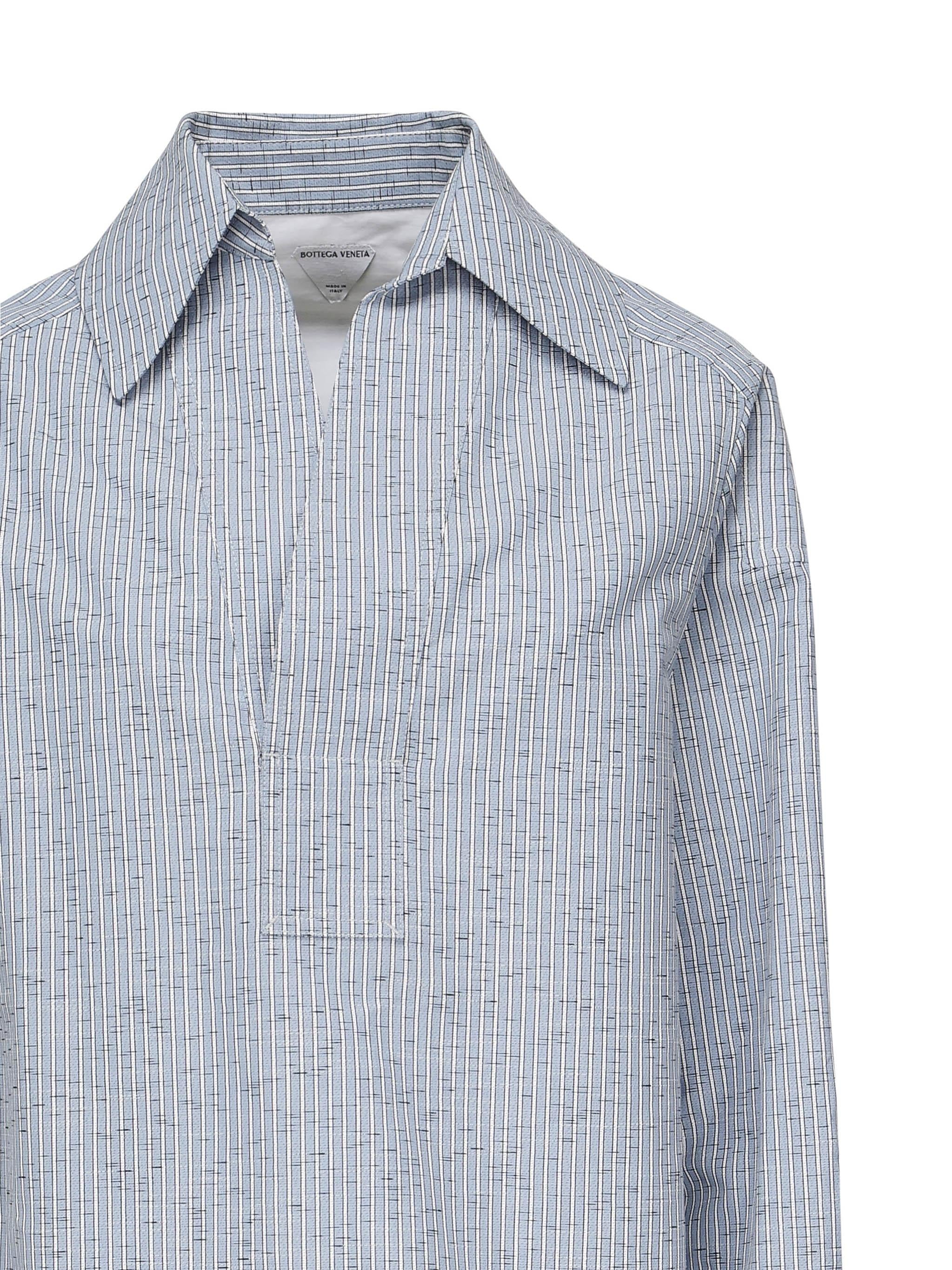 Camicia a righe in cotone e lino 819968 V5CW04028 BOTTEGA VENETA
