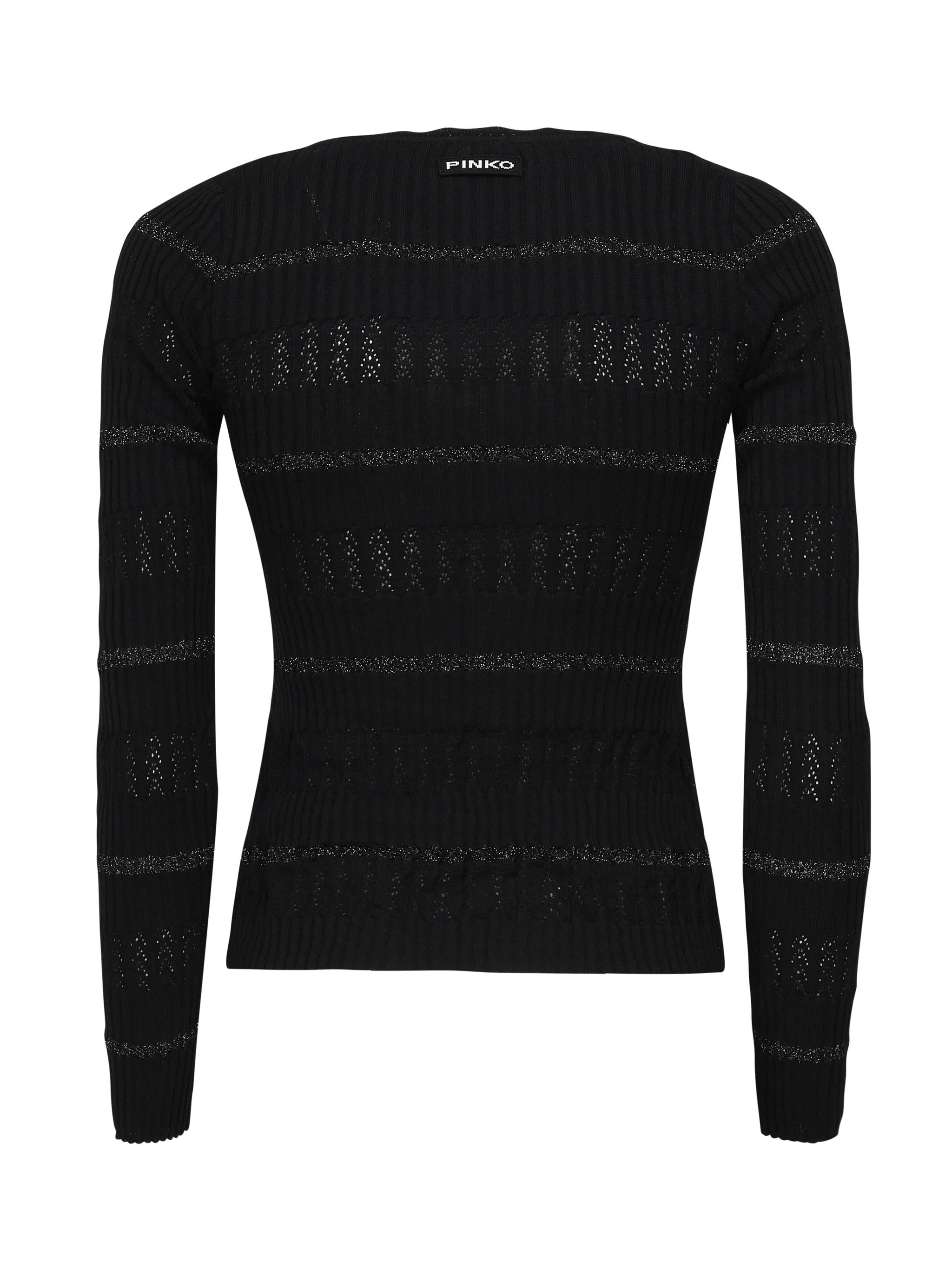 Polo maniche lunghe con riga metallizzata 104734 A2FCZ99 PINKO