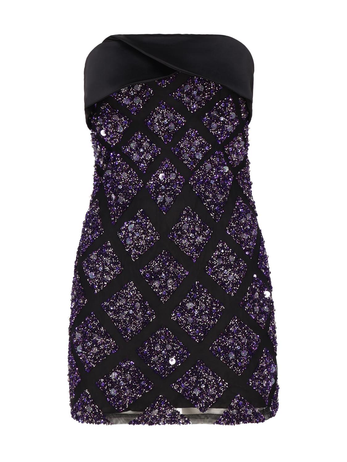Abito a fascia in nylon con paillettes FW22-5463 -BLACK/PURPLE BLKPU RETROFÊTE