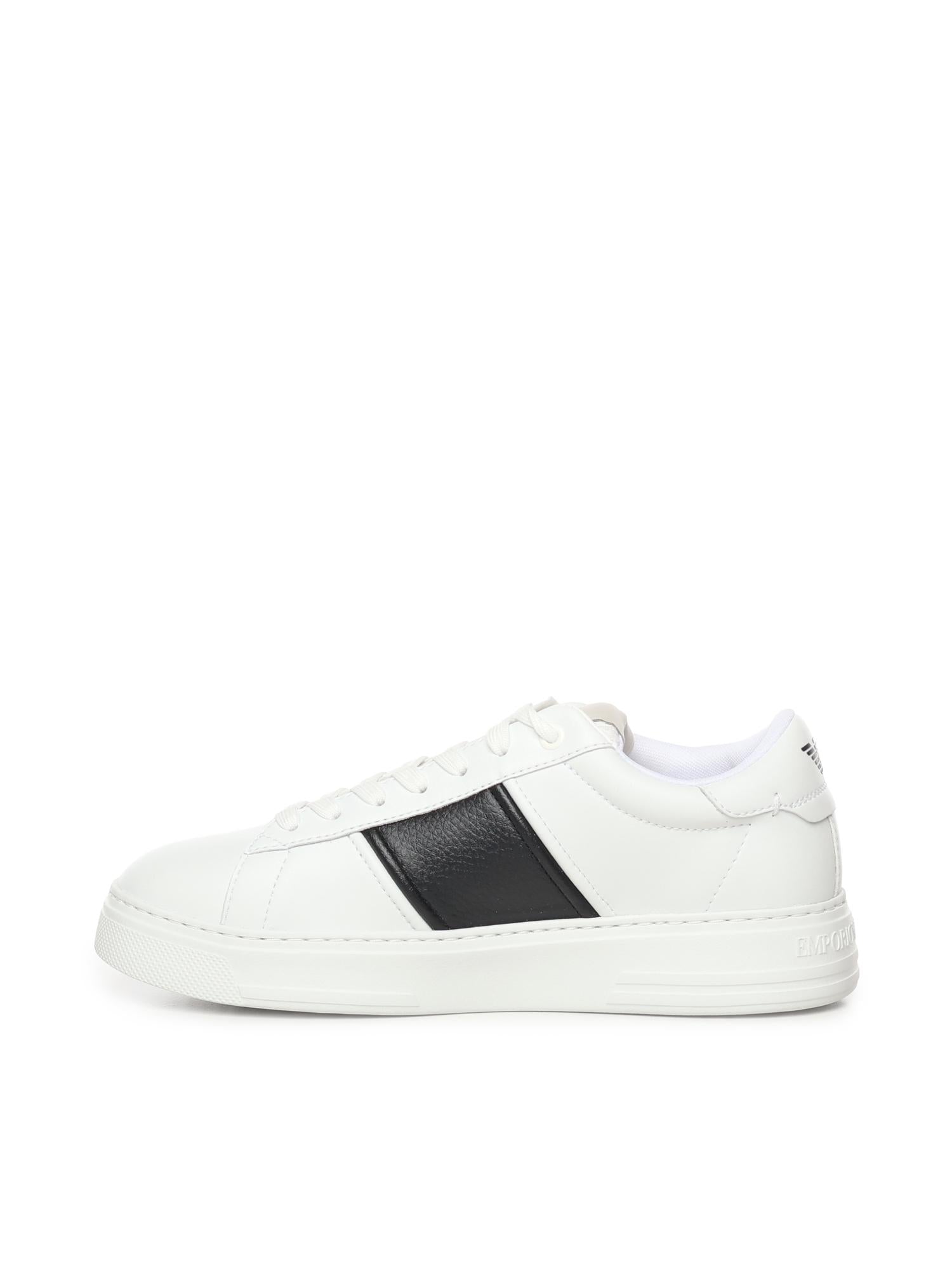 Sneaker in pelle con banda a contrasto EM003701 AF18017MZ021 EMPORIO ARMANI