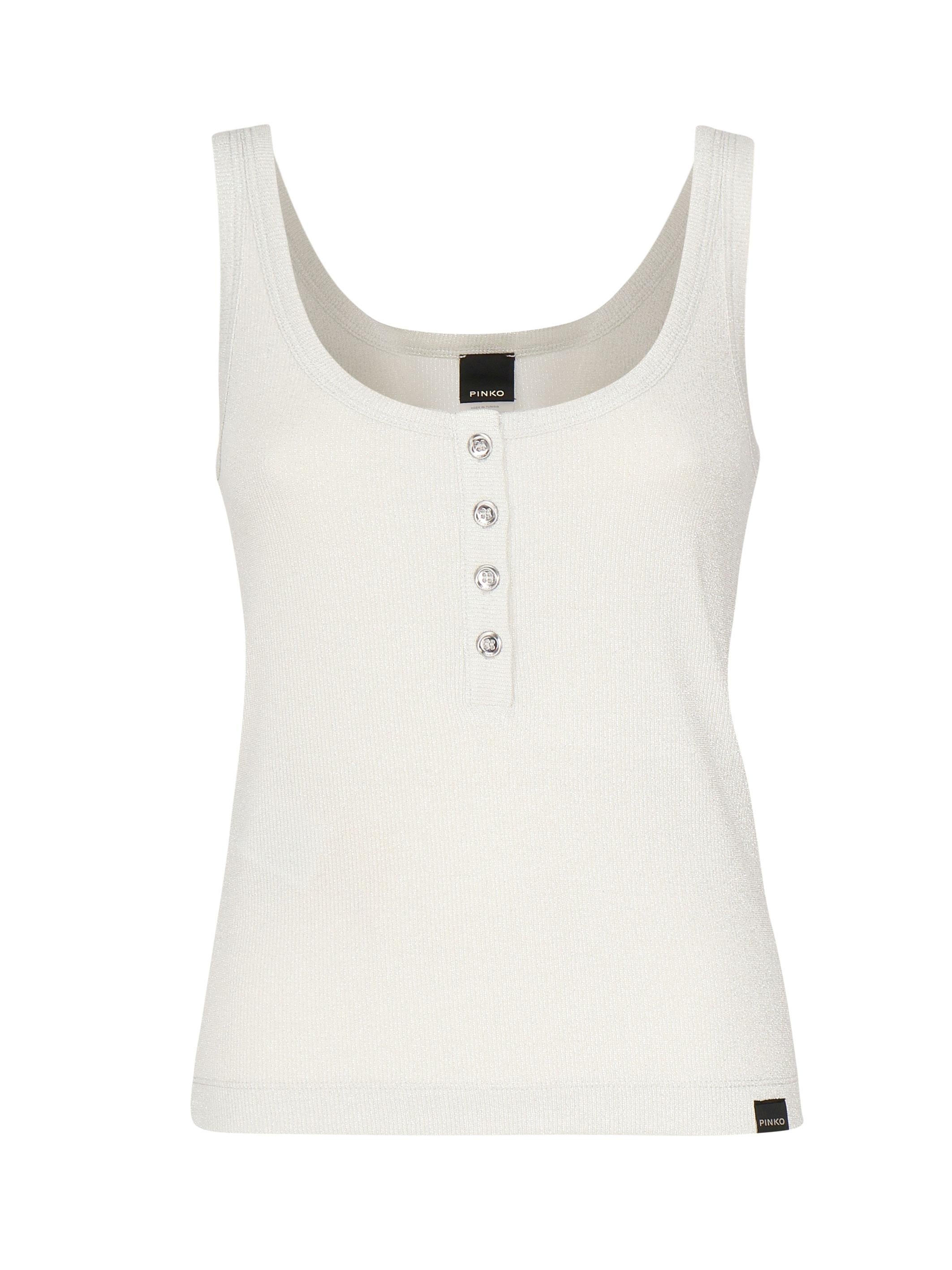 Top a canotta in maglia metallizzata con bottoni 104649 A2CQI17 PINKO