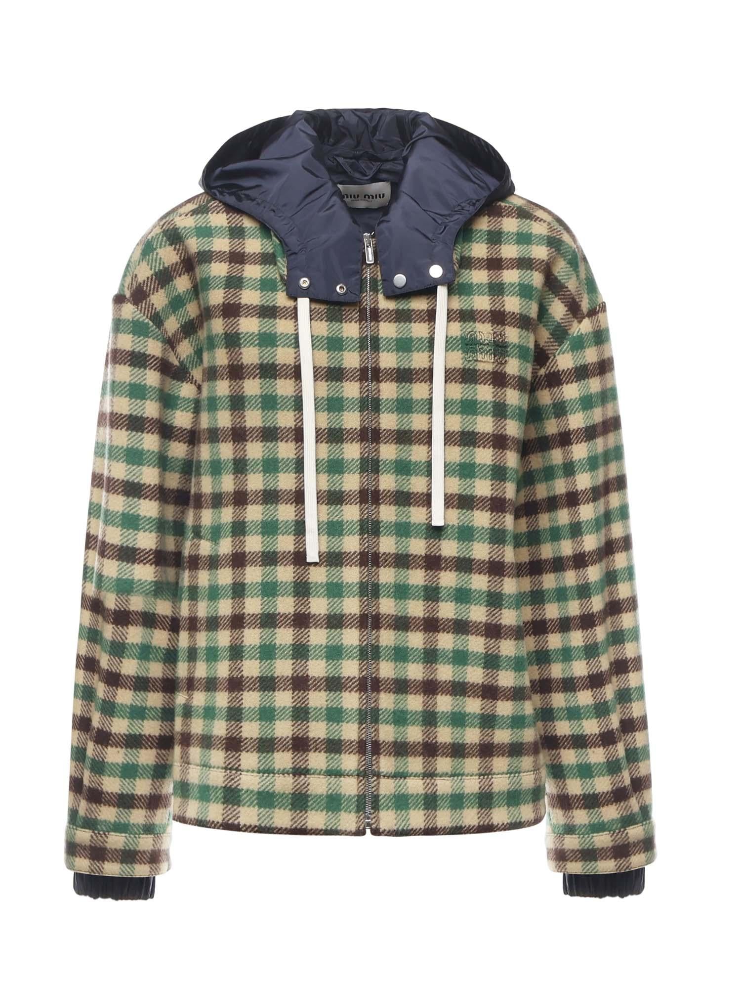 Blouson check con logo ML1268 175XF04QG MIU MIU
