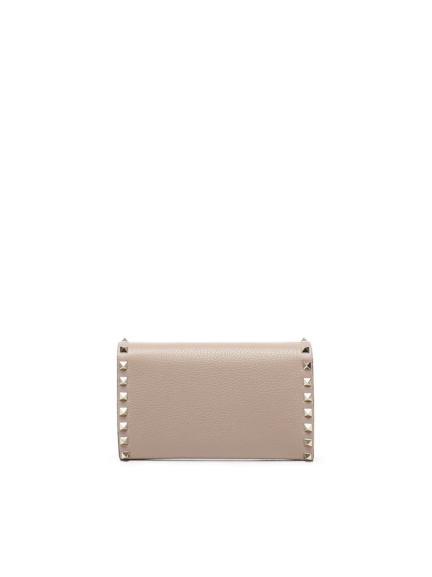 Portafoglio Rockstud in pelle con catena 7W2P0AR6 VSHP45 VALENTINO GARAVANI
