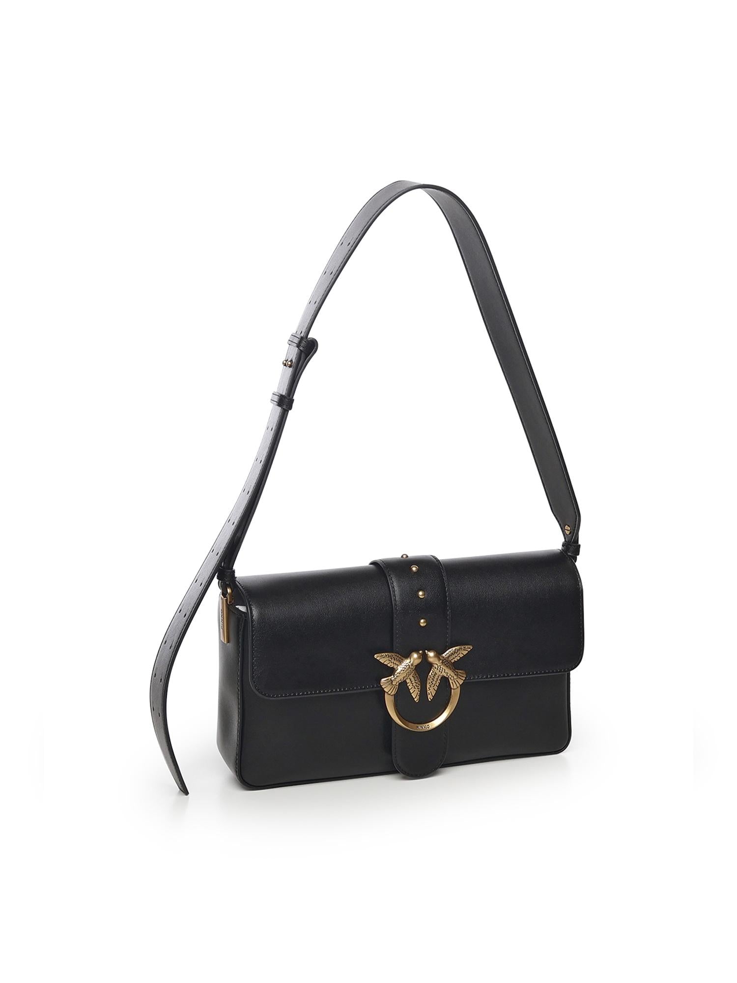 BORSA A SPALLA IN PELLE CON LOGO 104524 A0QOZ99Q PINKO
