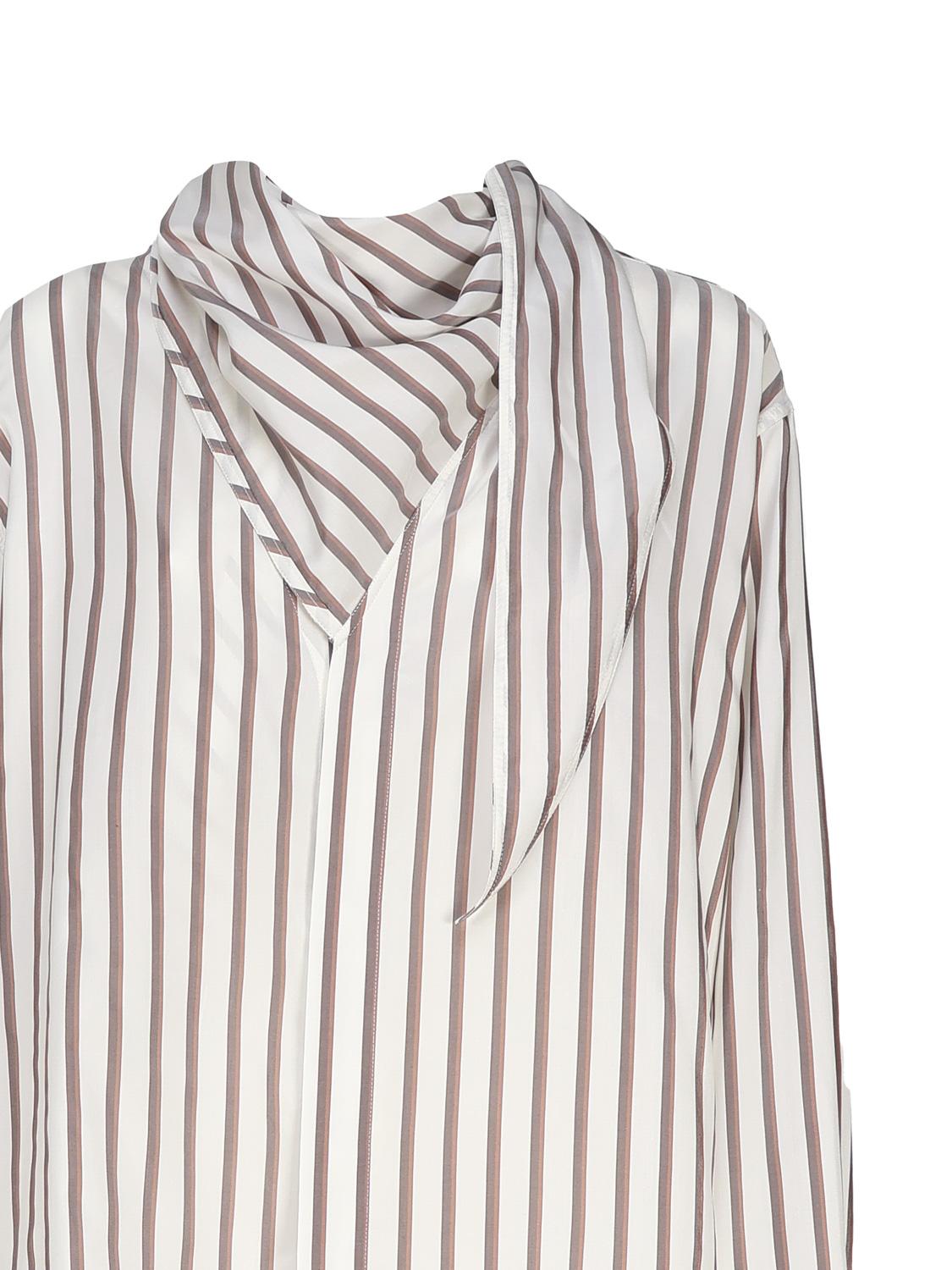 Camicia a righe in seta con collo foulard 748134 V35L09032 BOTTEGA VENETA
