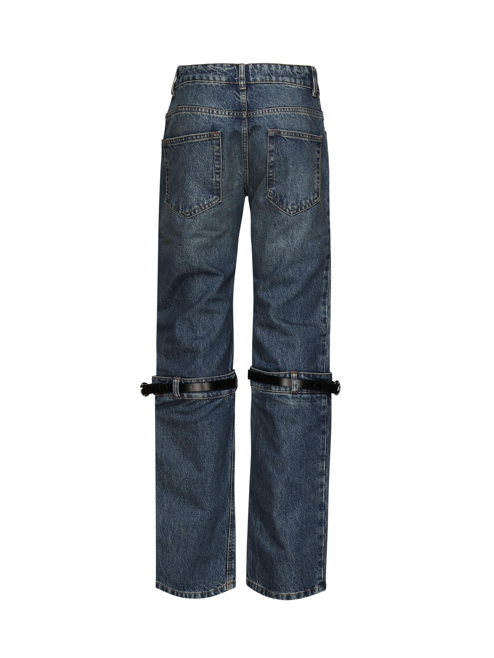 Jeans dritti con fibbia in pelle COPP32F2014 BLU COPERNI