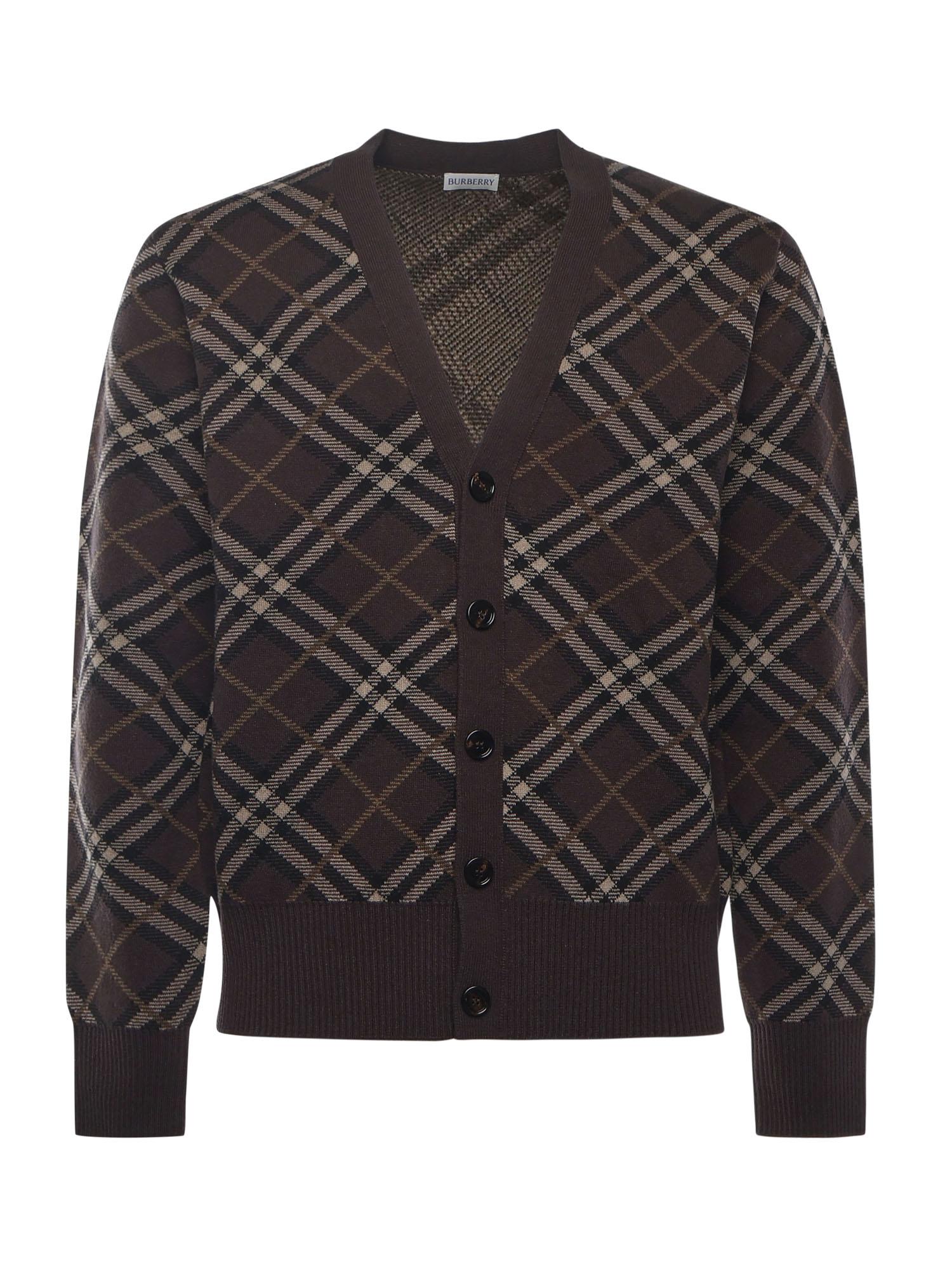 Cardigan in lana e cashmere Check 8115705 B2412 BURBERRY