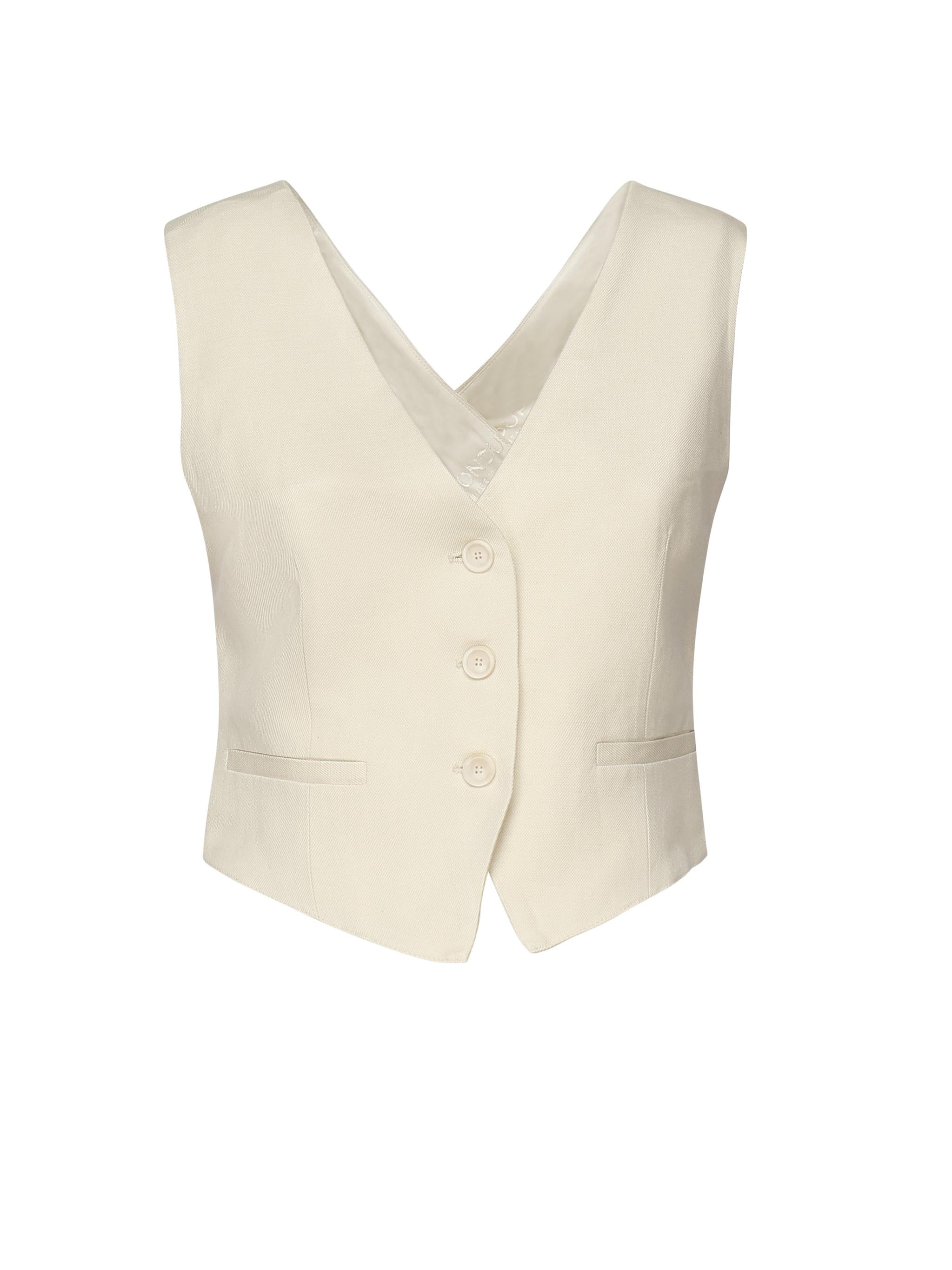 Gilet in twill di viscosa e lino DJ676 IF0041DXXX004 DONDUP
