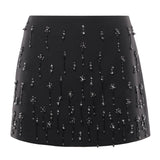 Minigonna con cristalli e perle 105496 A2PNZ99 PINKO